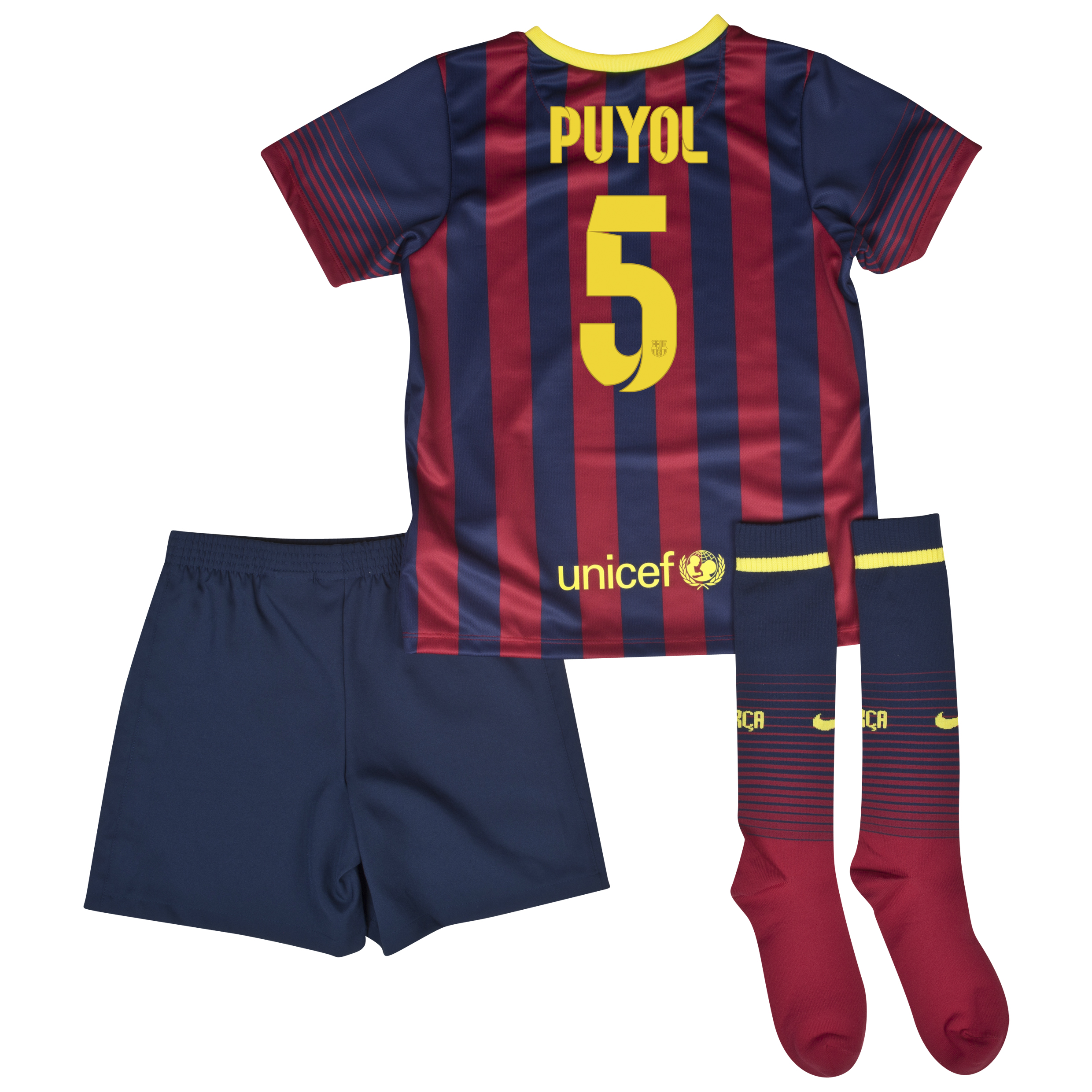 Barcelona Home Kit 2013/14 - Little Boys with Puyol 5 printing