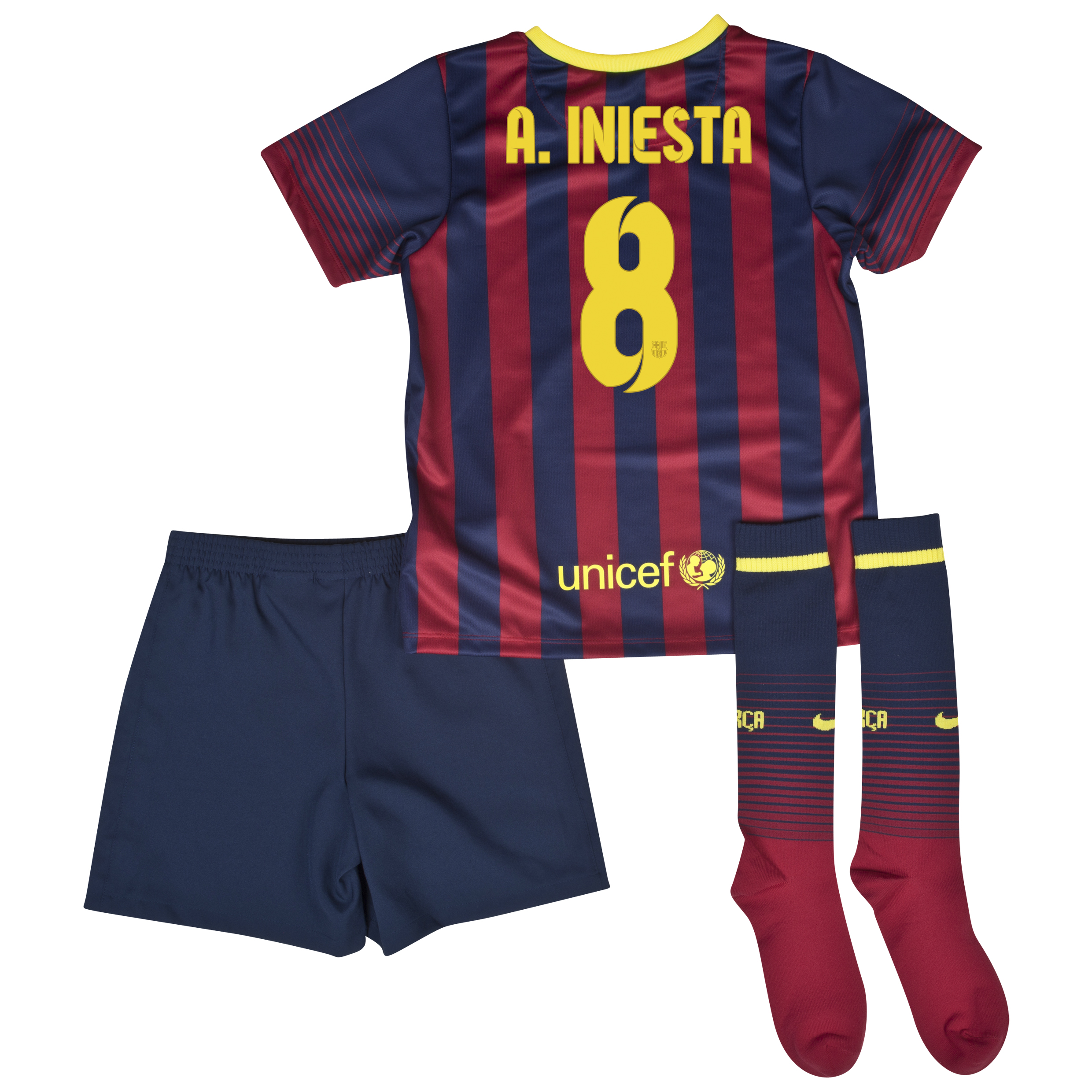 Barcelona Home Kit 2013/14 - Little Boys with A. Iniesta  8 printing