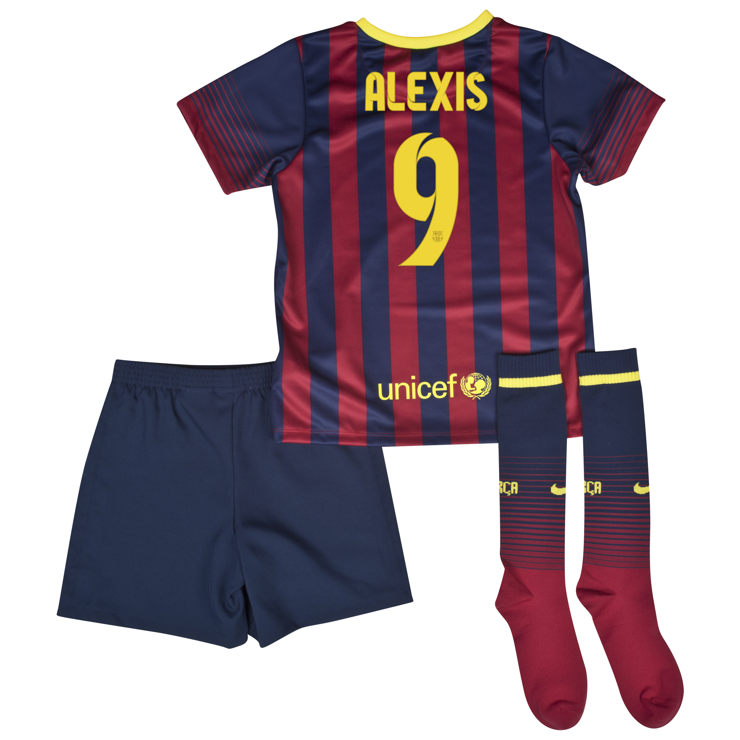 Barcelona Home Kit 2013/14 - Little Boys with Alexis 9 printing