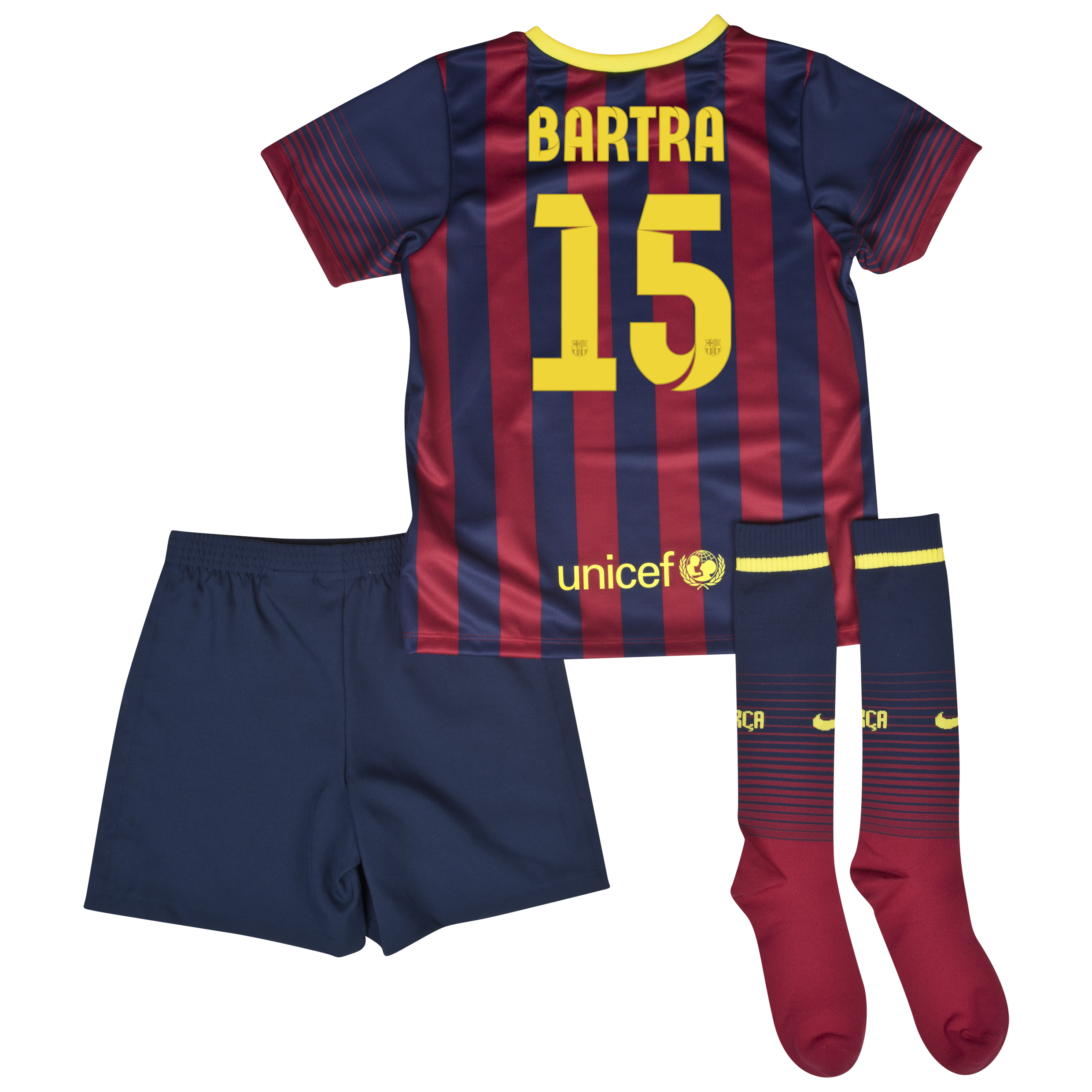 Barcelona Home Kit 2013/14 - Little Boys with Bartra 15 printing