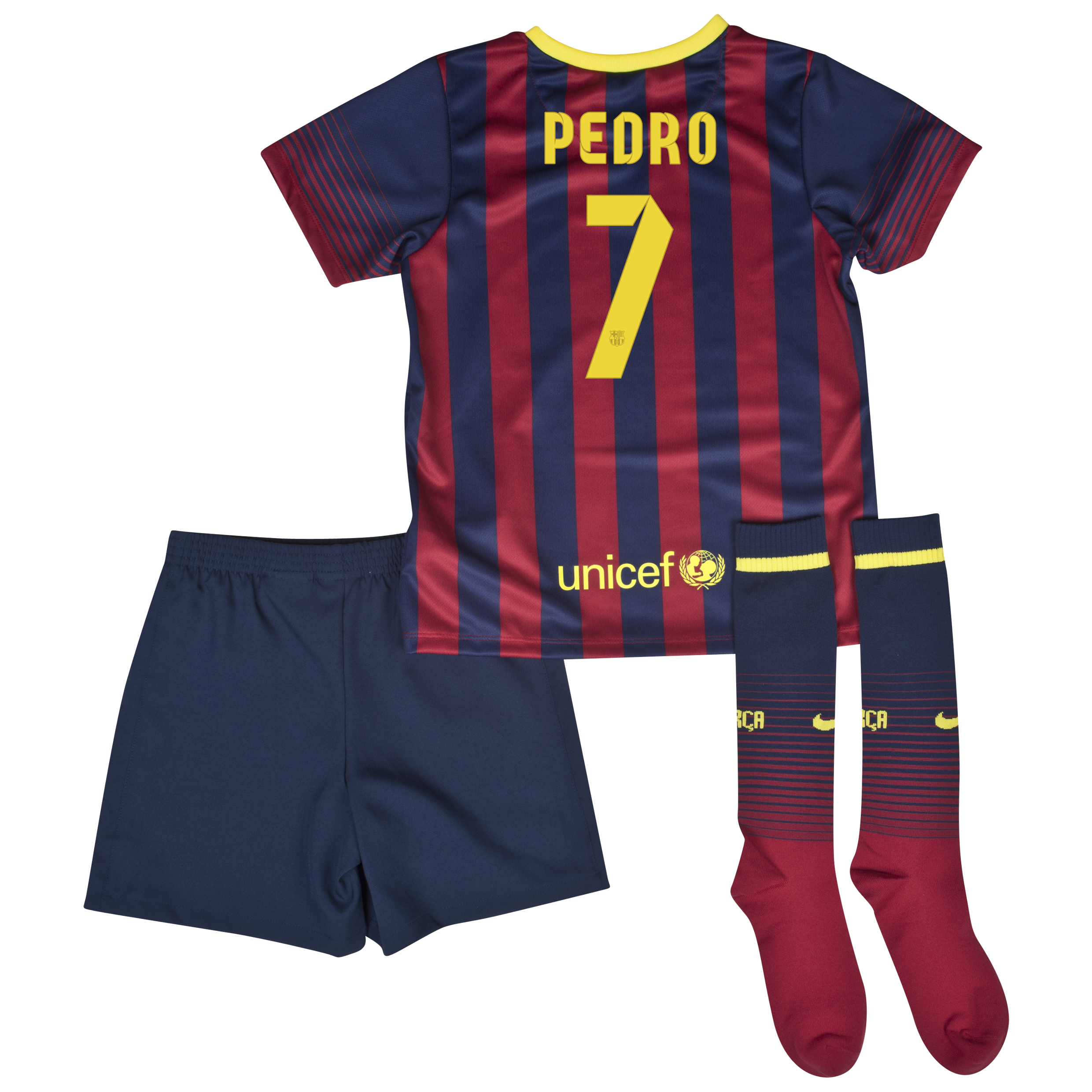 Barcelona Home Kit 2013/14 - Little Boys with Pedro 7 printing