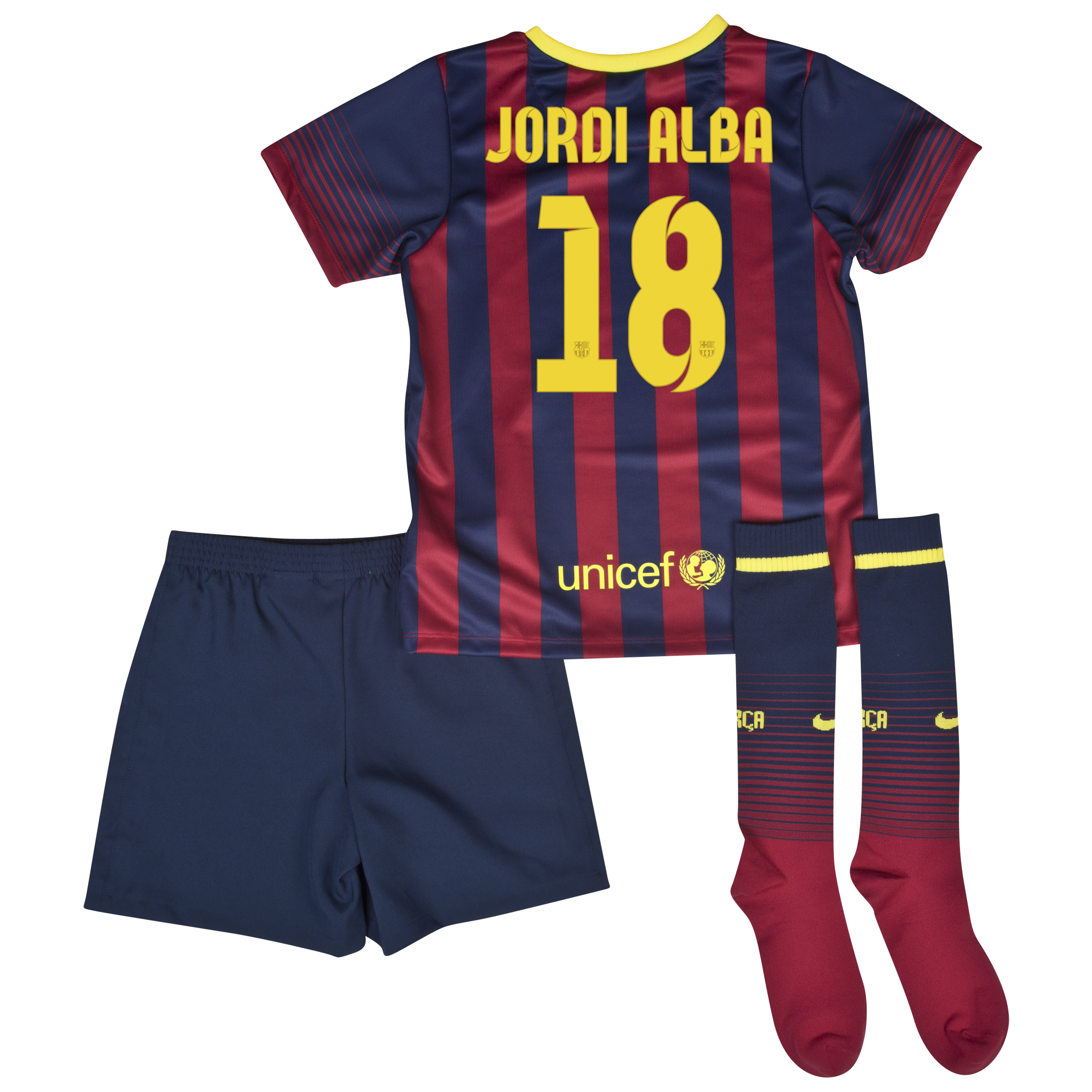 Barcelona Home Kit 2013/14 - Little Boys with Jordi Alba 18 printing
