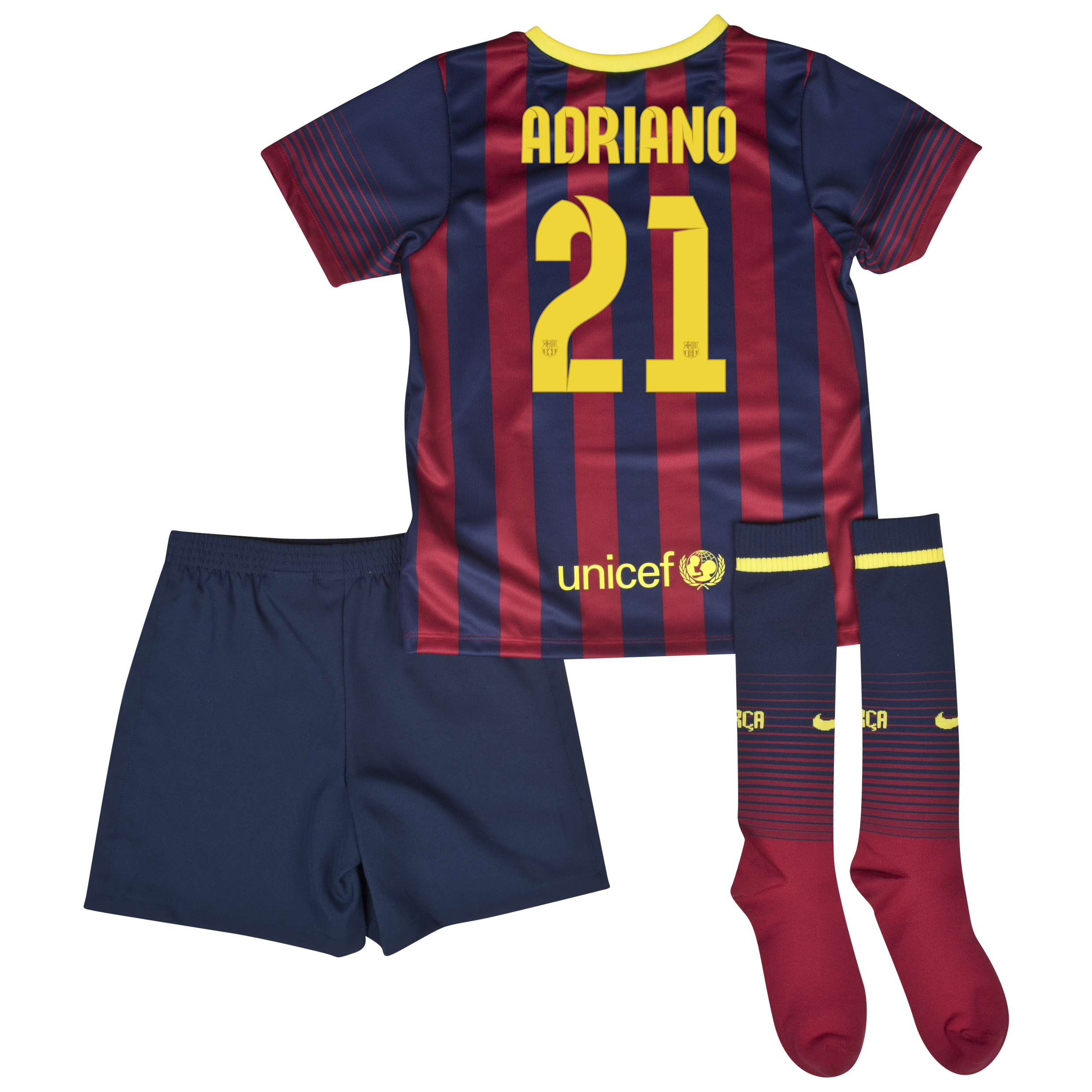 Barcelona Home Kit 2013/14 - Little Boys with Adriano 21 printing
