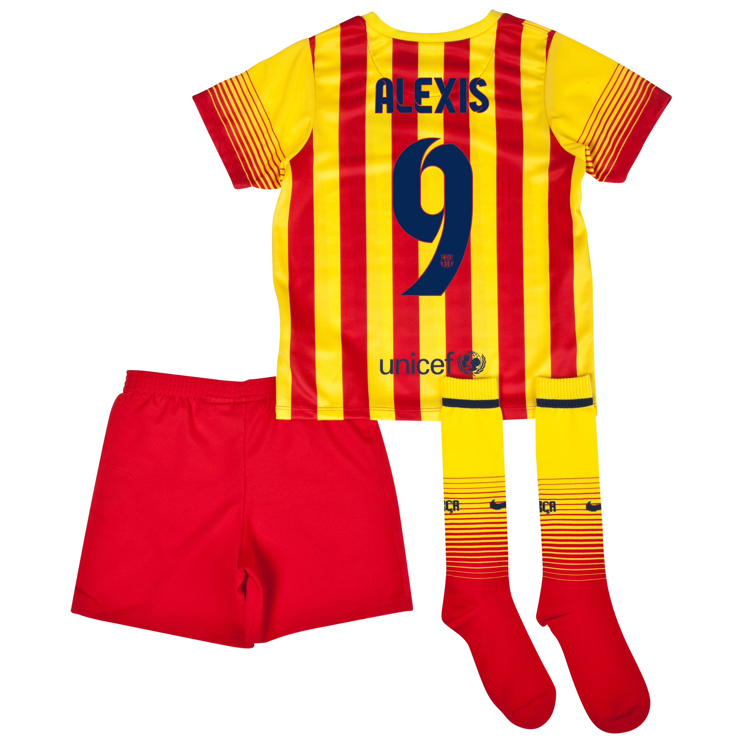 Barcelona Away Kit 2013/14 - Little Boys with Alexis 9 printing