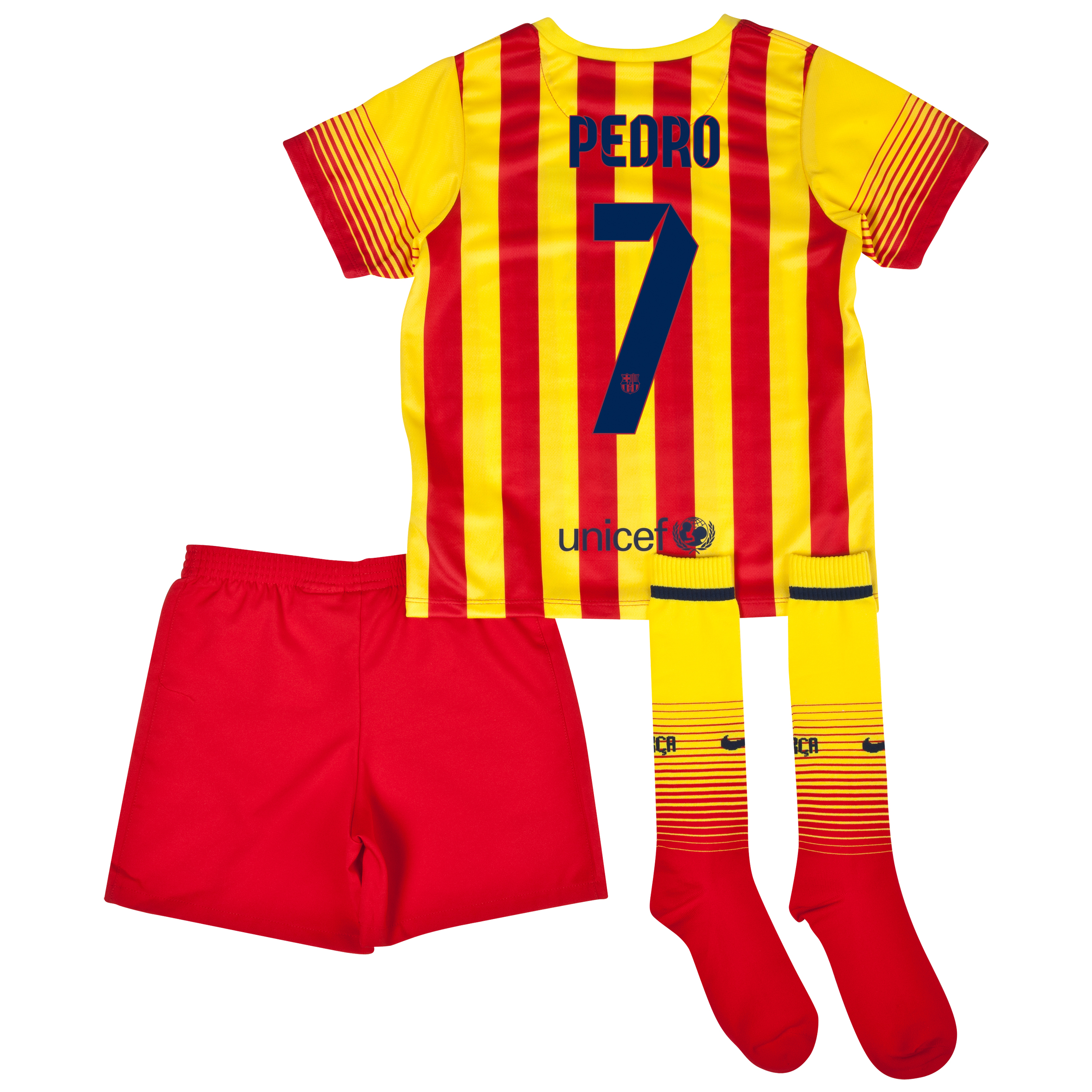 Barcelona Away Kit 2013/14 - Little Boys with Pedro 7 printing