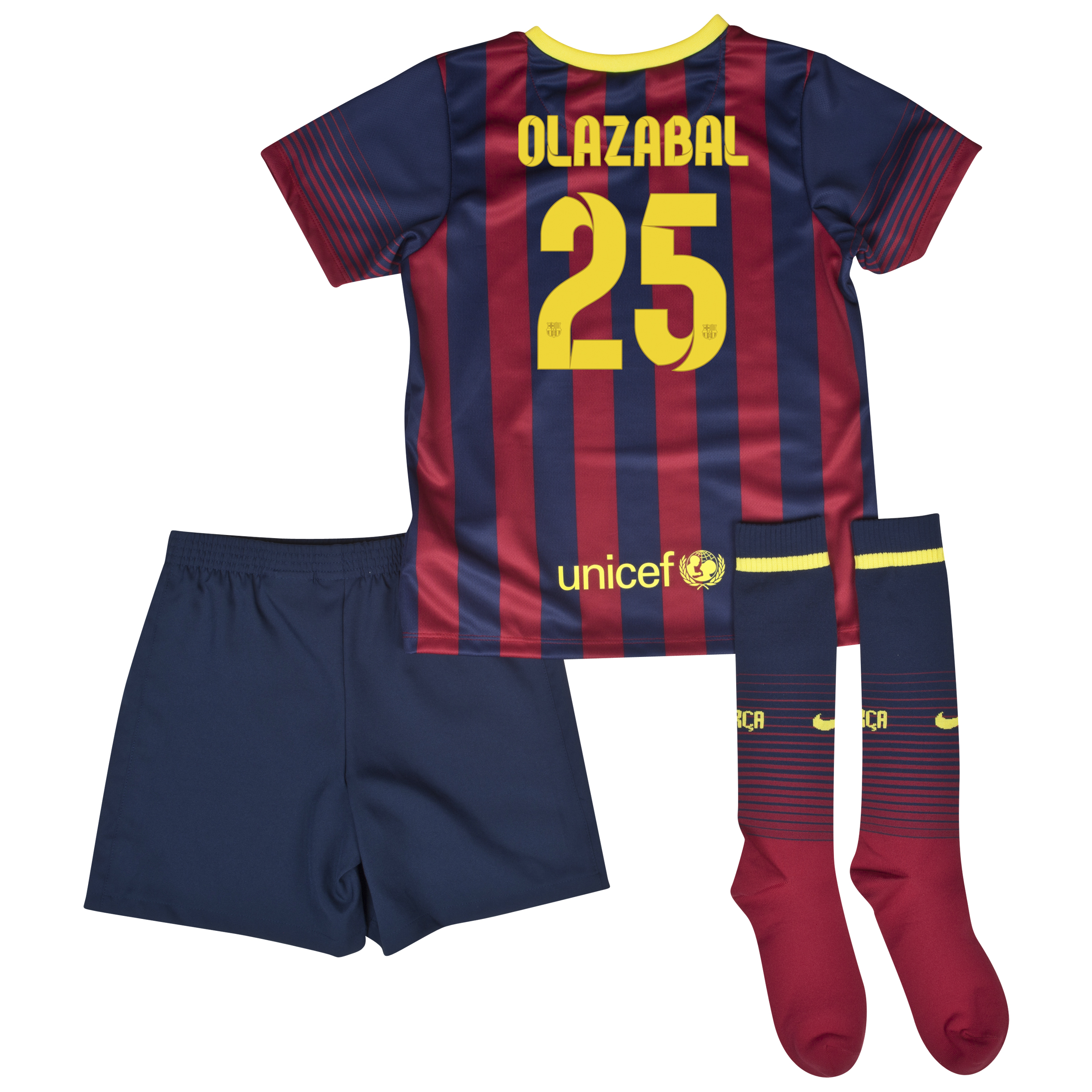 Barcelona Home Kit 2013/14 - Little Boys with Olazábal 25 printing
