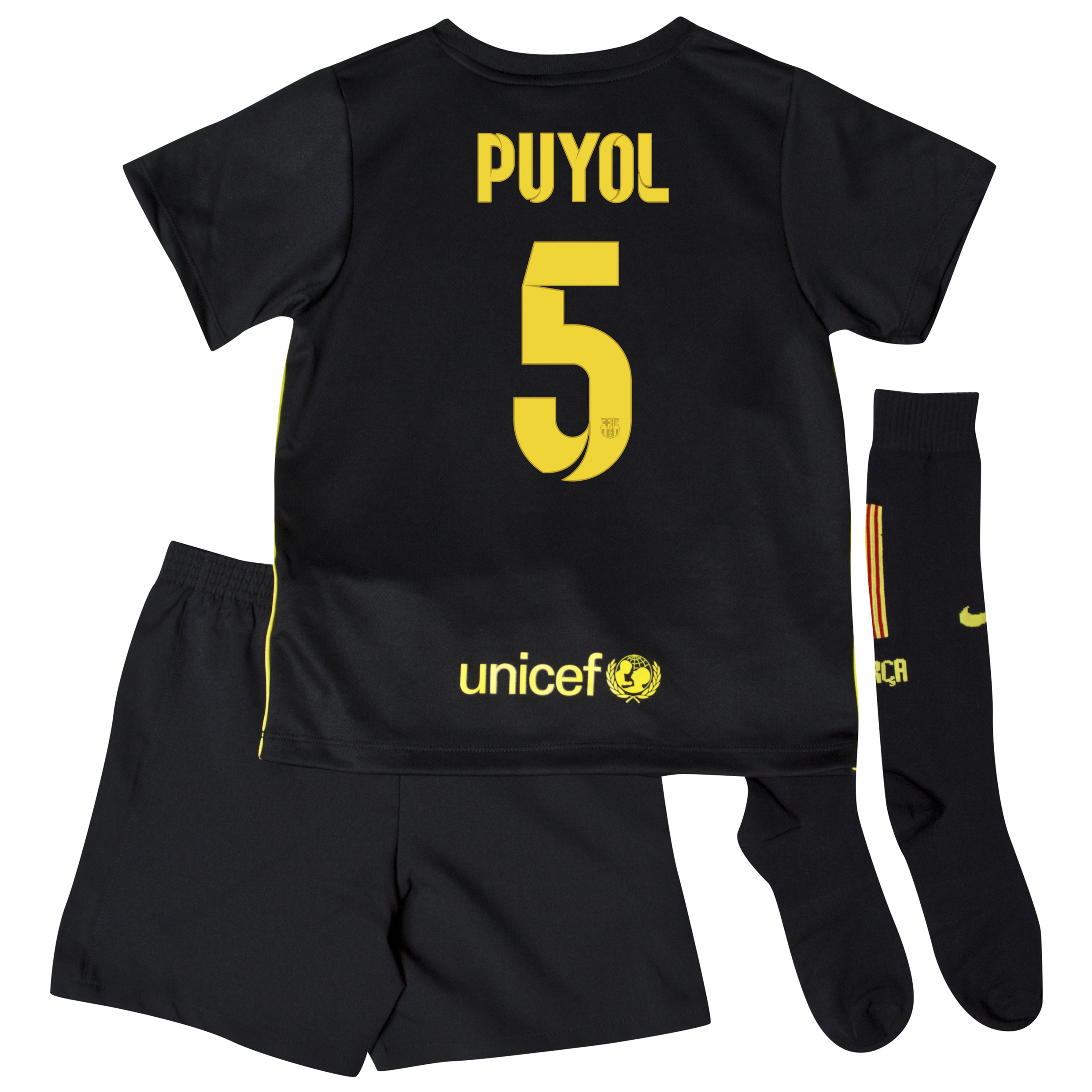 Barcelona Third Kit 2013/14 - Little Boys with Puyol 5 printing