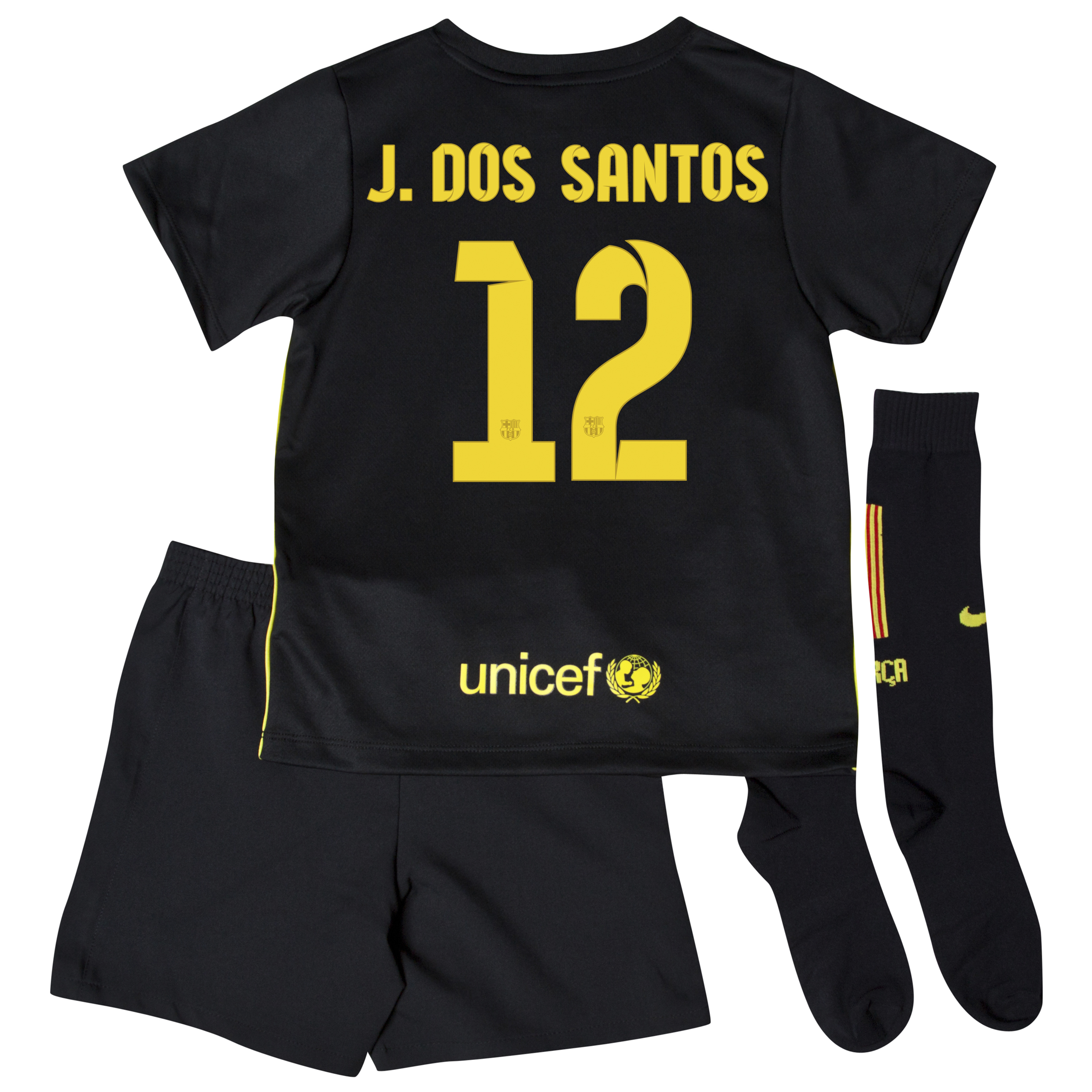 Barcelona Third Kit 2013/14 - Little Boys with J. Dos Santos 12 printing