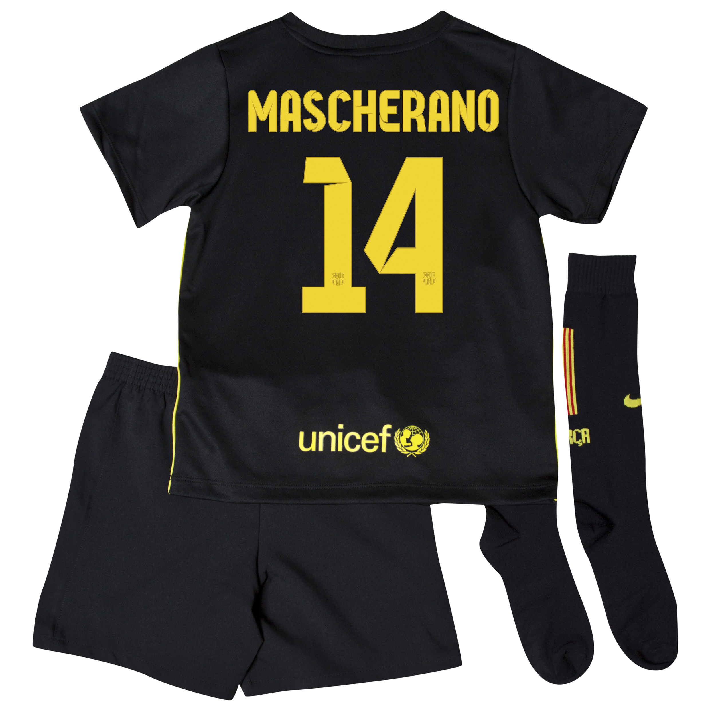 Barcelona Third Kit 2013/14 - Little Boys with Mascherano 14 printing