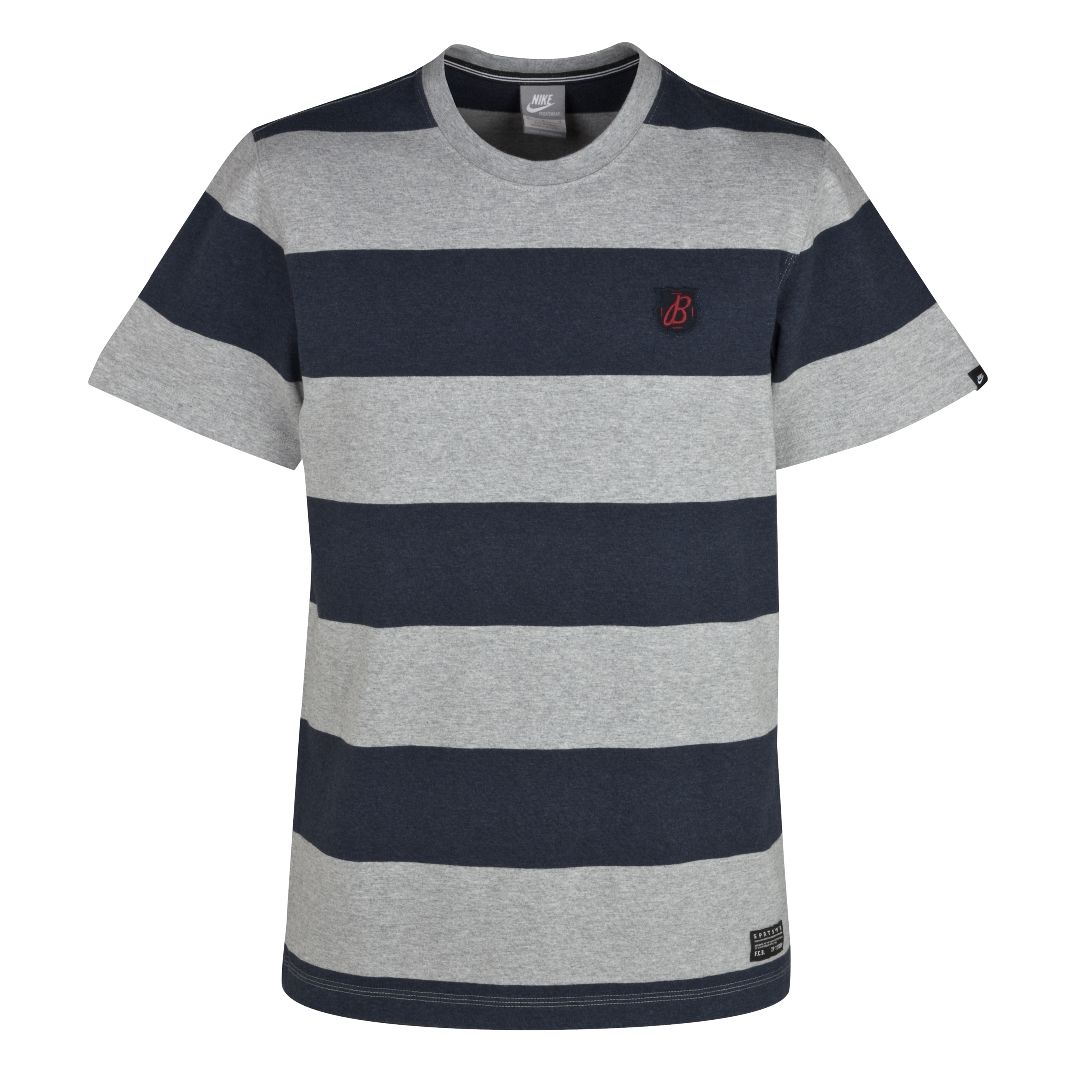 Barcelona GX Yarn Dyed Stripe Crew T Shirt Dark Grey Heather~Obsidian Heather