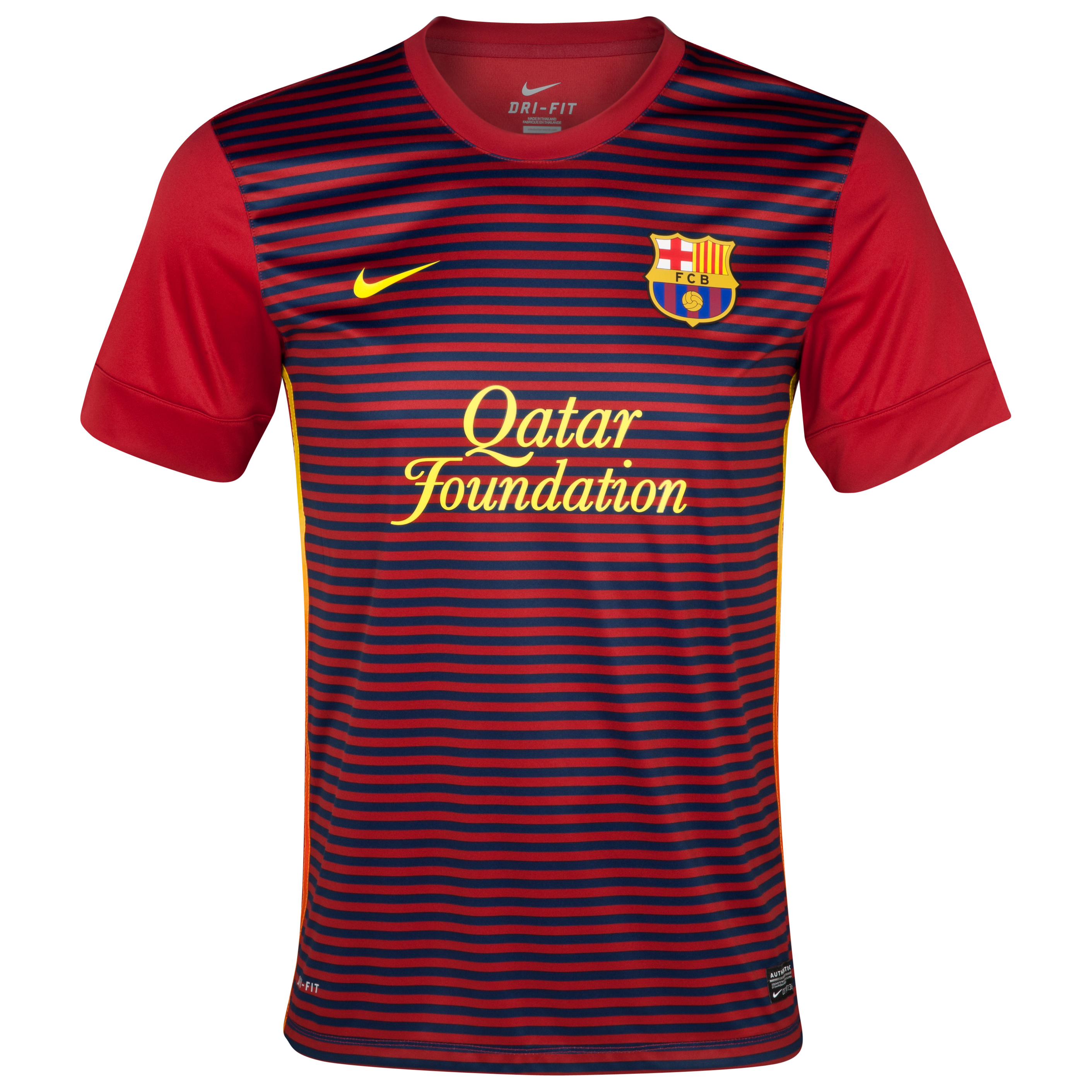 Barcelona Short Sleeve Prematch Top 1 - Storm Red/Midnight Navy/Tour Yellow