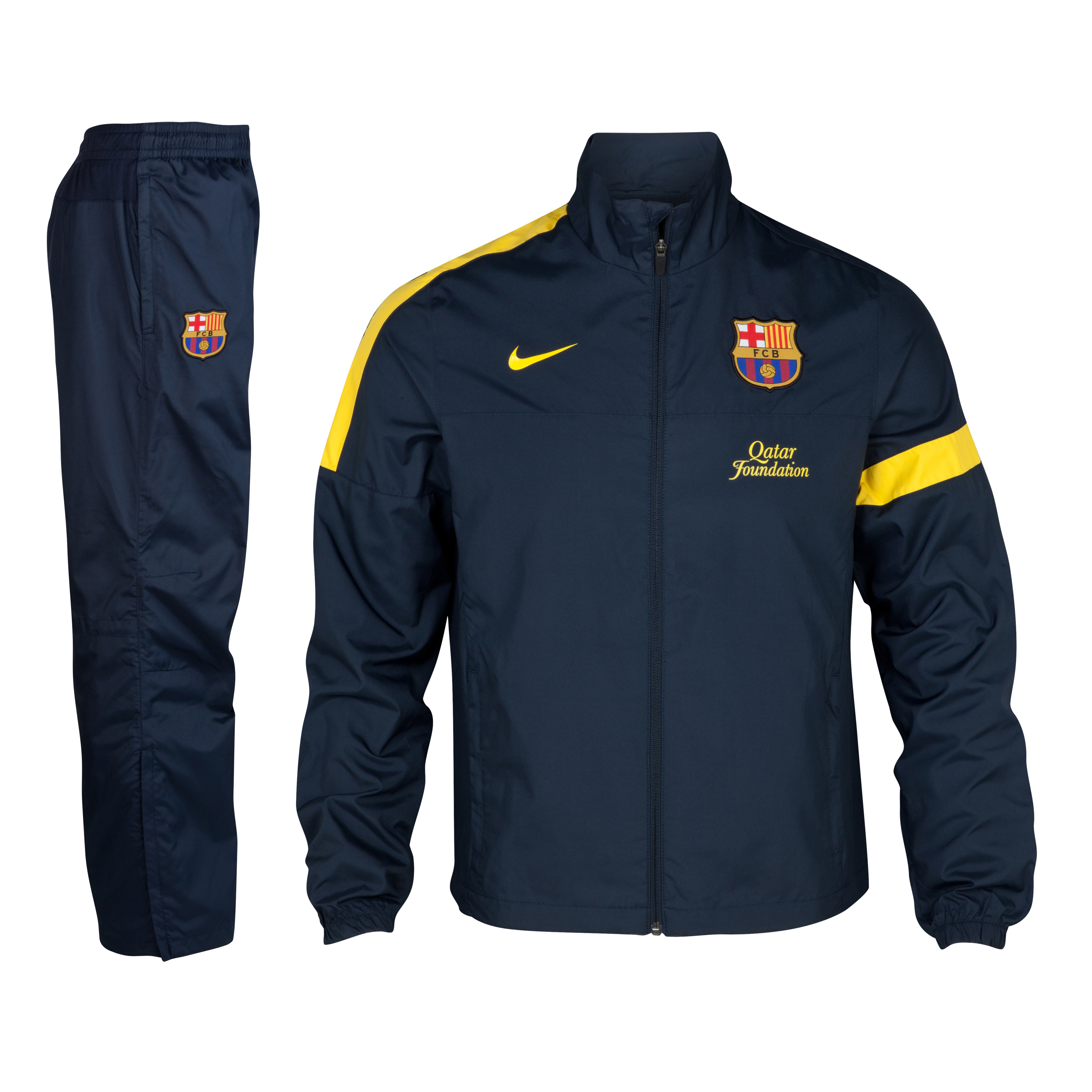 Barcelona Sideline Woven Warm-up Tracksuit - Dark Obsidian/Dark Obsidian/Tour Yellow - Kids