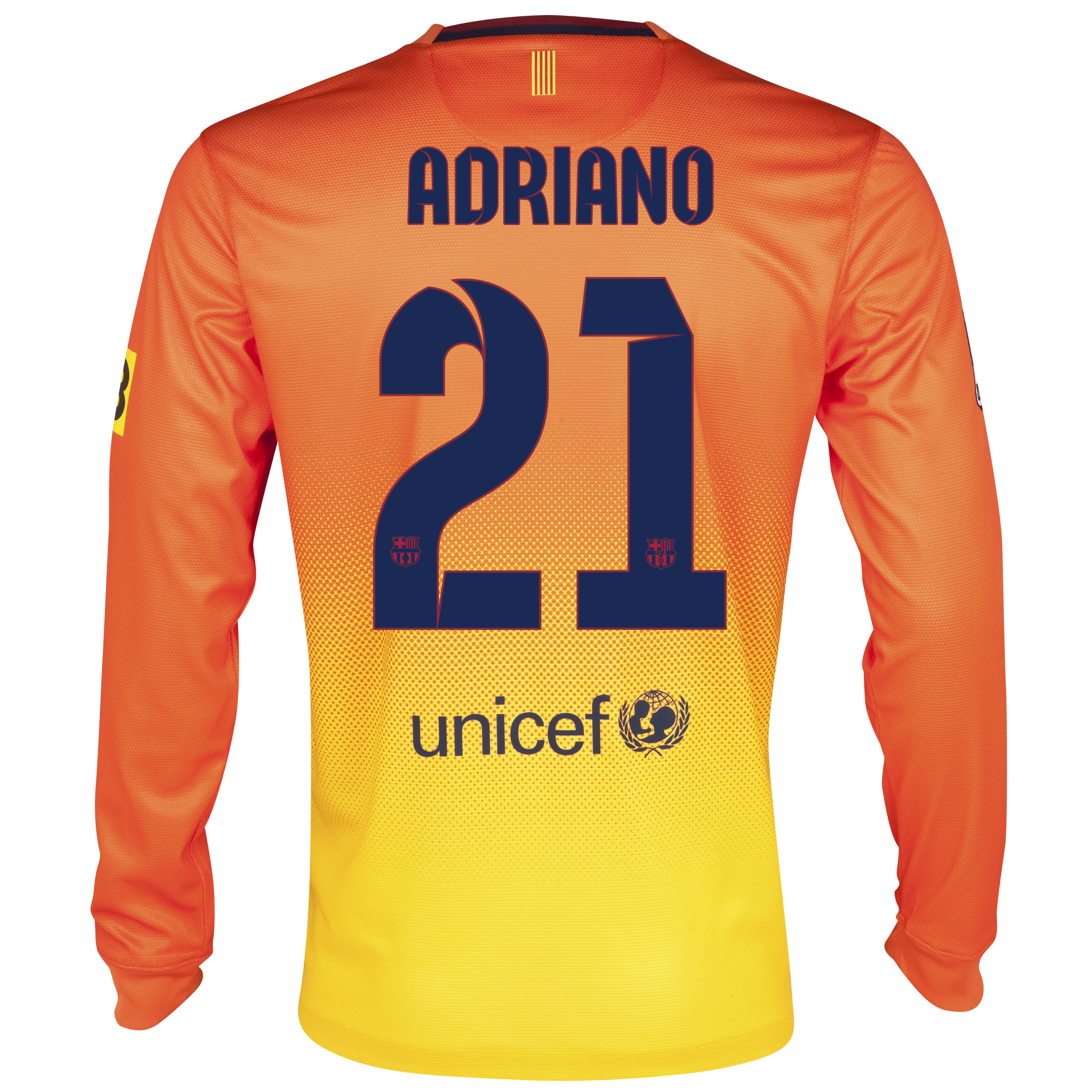 Barcelona Away Shirt 2012/13 - Long Sleeved with Adriano 21 printing