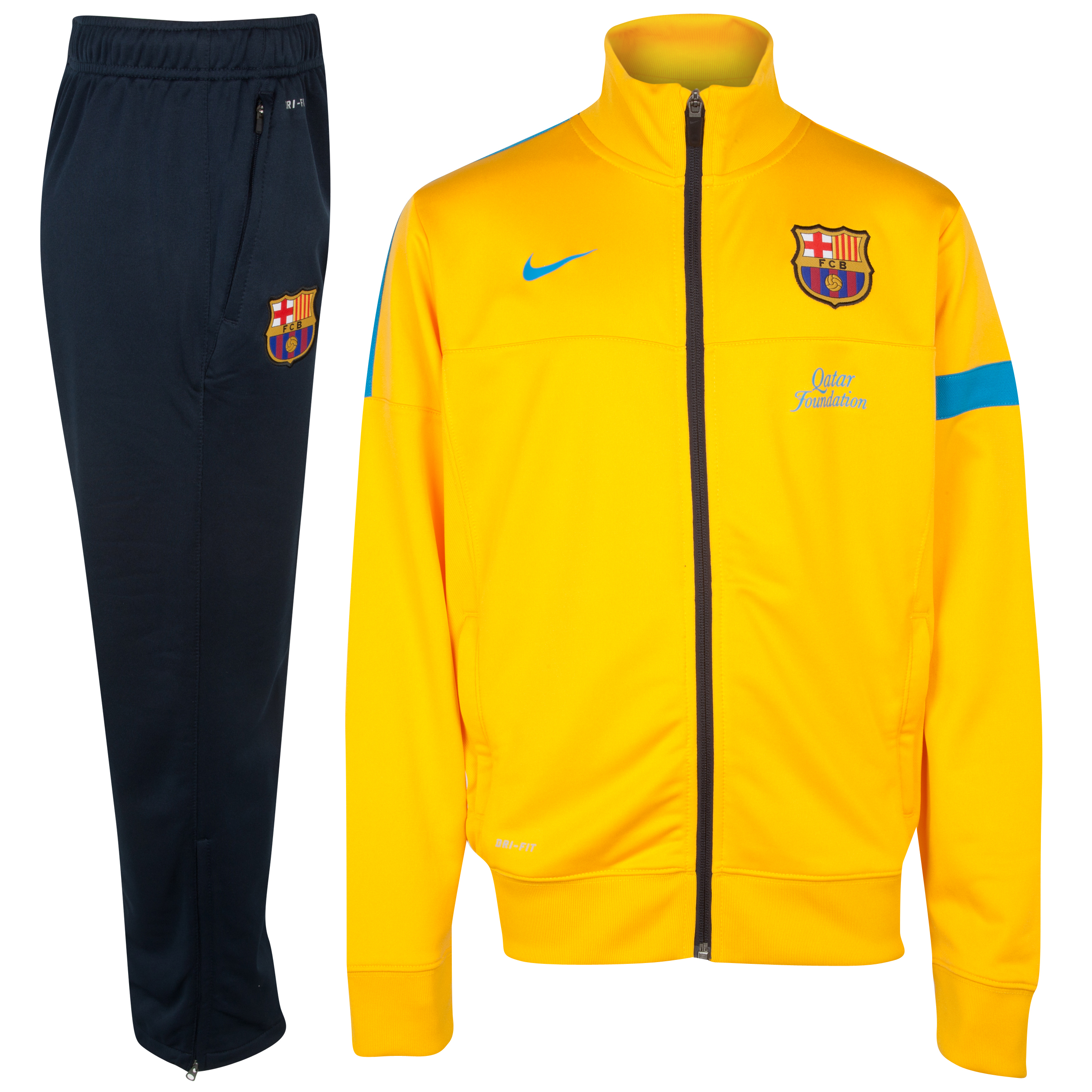 Barcelona Sideline Knitted Warm Up Tracksuit University Gold/Dynamic Blue - Kids