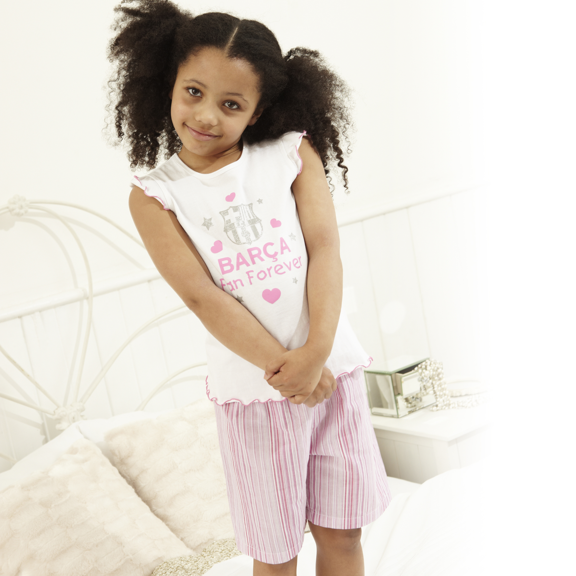 Barcelona Short Pyjama - White/Pink - Girls