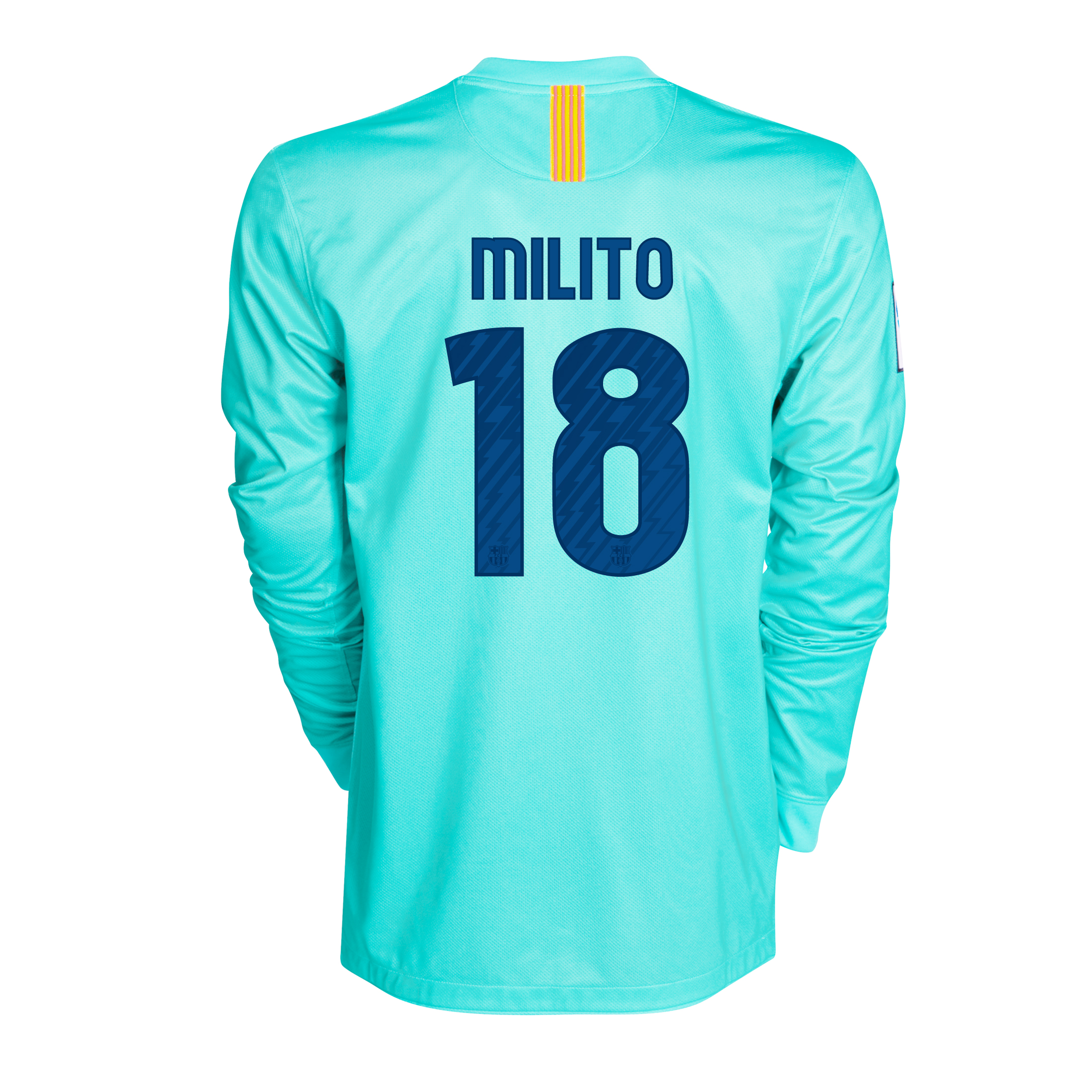 Barcelona Away Shirt 2010/11 with Milito 18 printing - Long Sleeved - Kids.