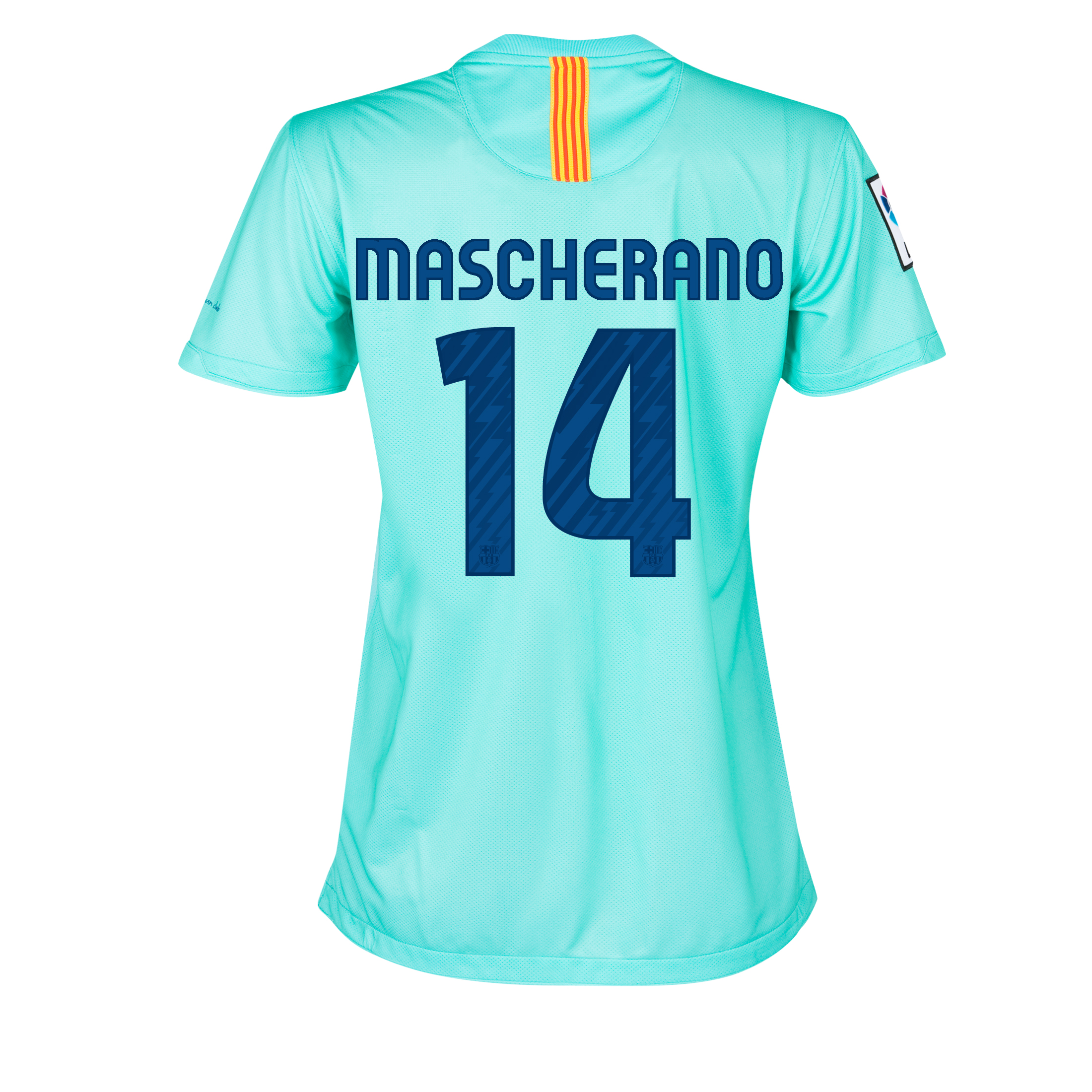 Barcelona Away Shirt 2010/11 with Mascherano 14 printing - Womens.