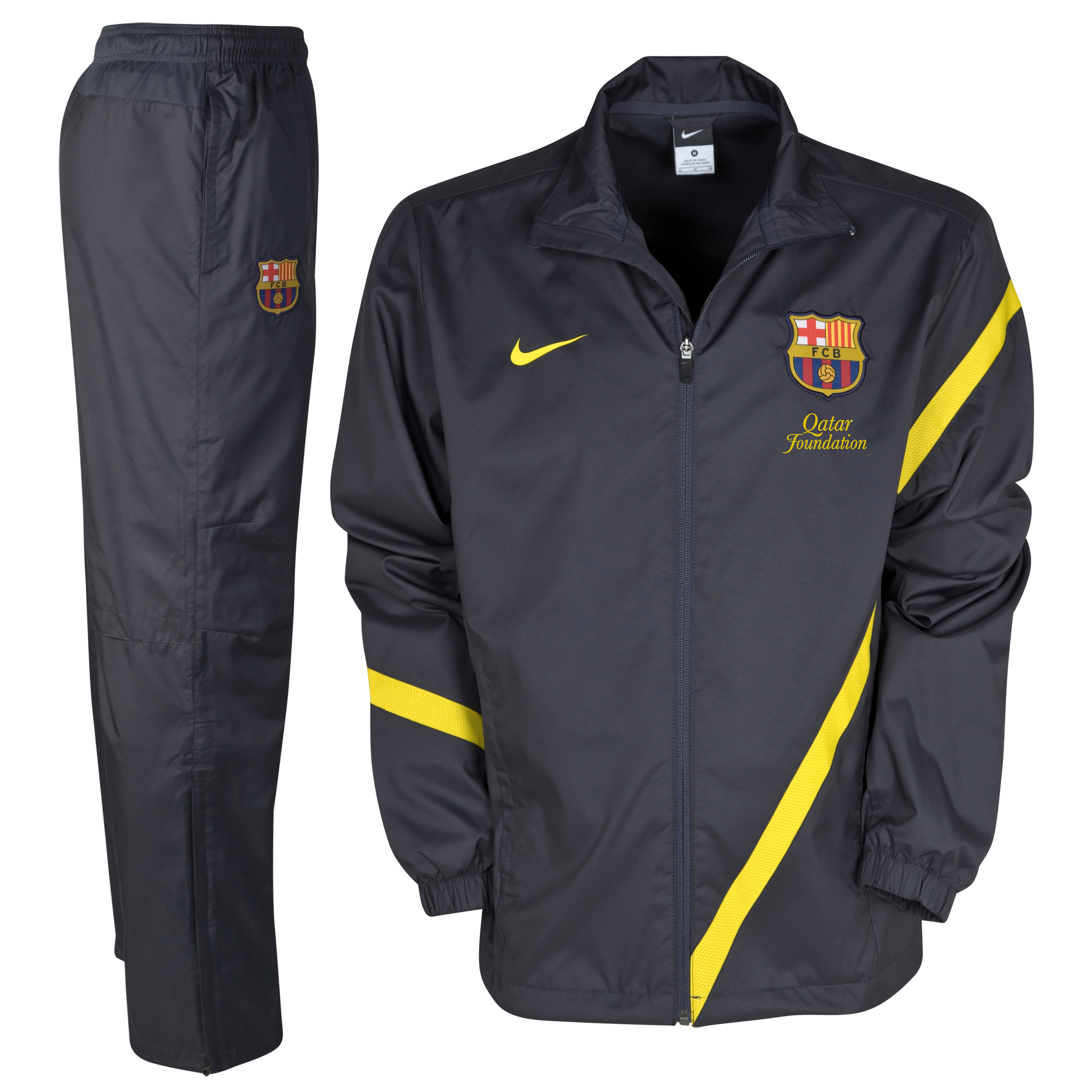 Barcelona Sideline Woven Warm Up Tracksuit - City Grey/Tour Yellow.