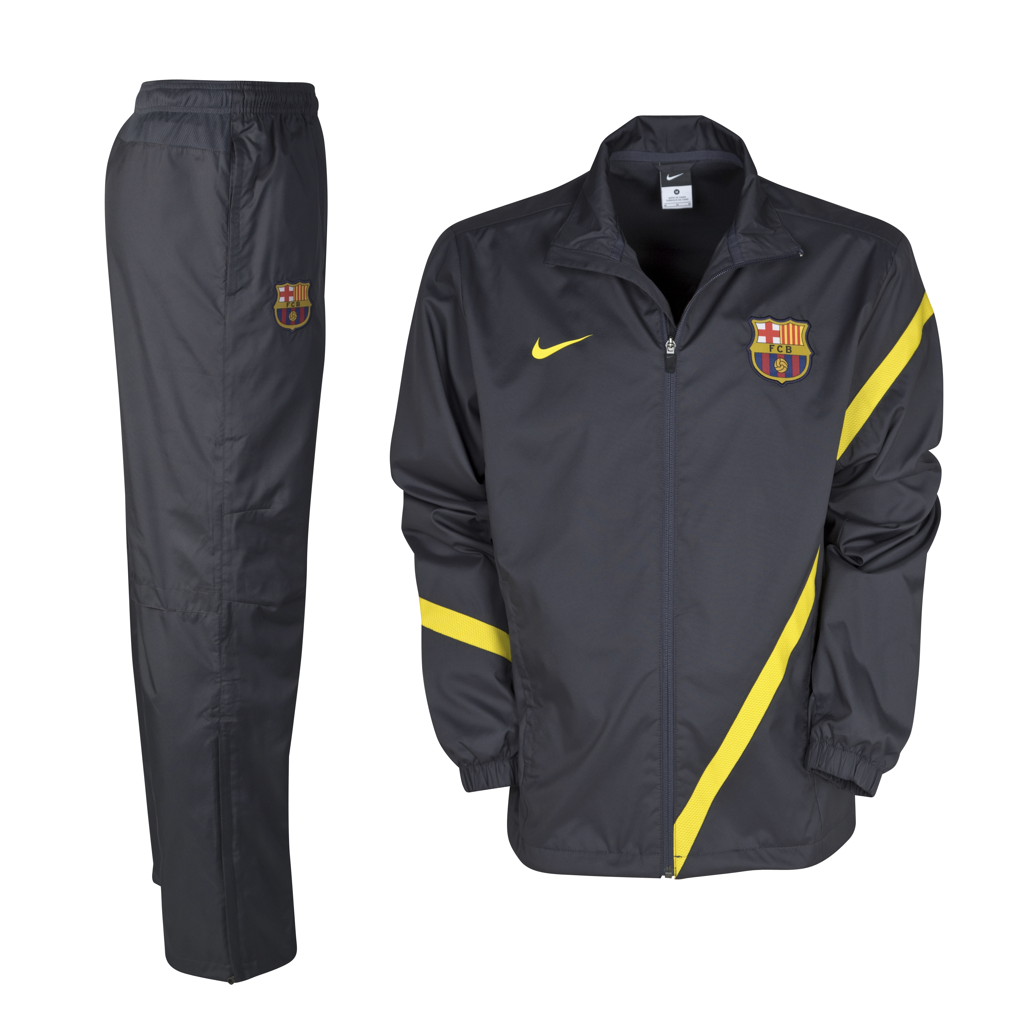 Barcelona Sideline Woven Warm Up Tracksuit - City Grey/Tour Yellow - Kids.