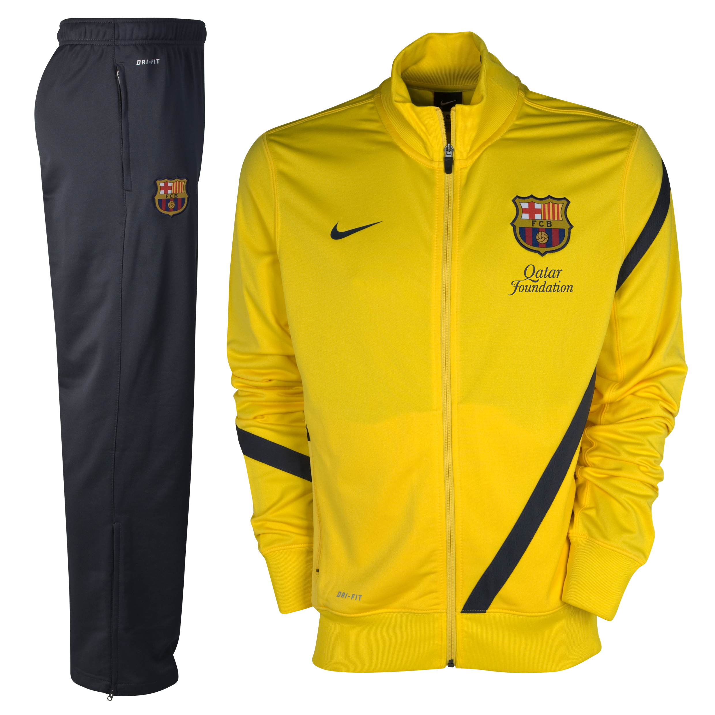 Barcelona Sideline Poly Warm Up Tracksuit - Tour Yellow/City Grey - Kids.