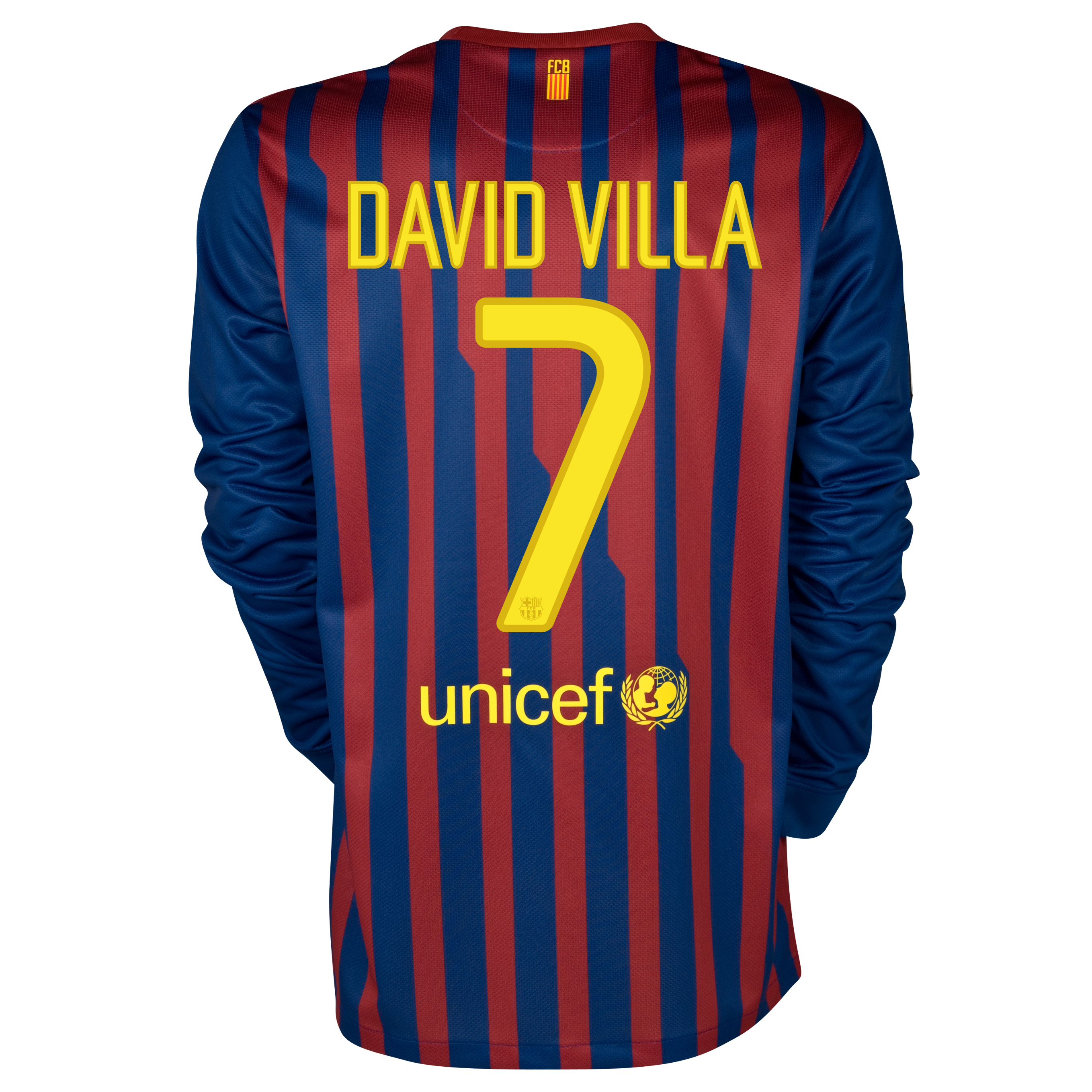 Barcelona Home Shirt 2011/12 - Long Sleeved with David Villa 7 printing