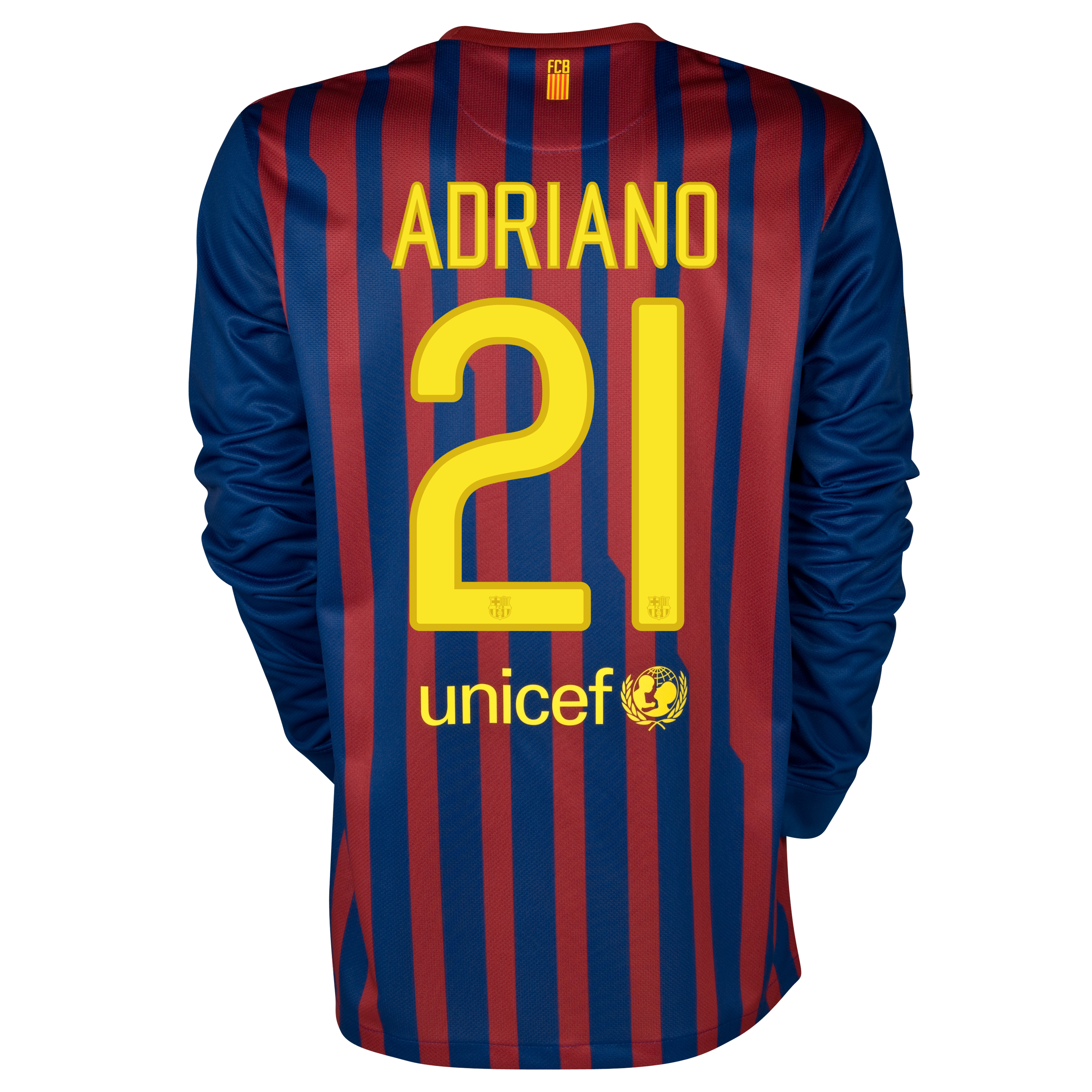 Barcelona Home Shirt 2011/12 - Long Sleeved with Adriano 21 printing
