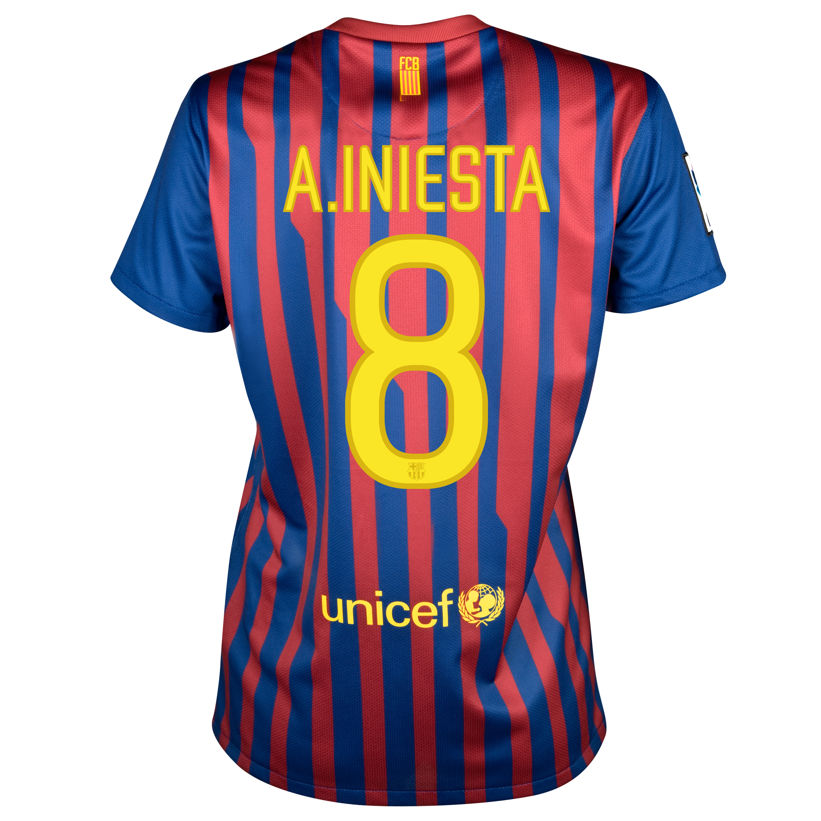 Barcelona Home Shirt 2011/12 - Womens with A. Iniesta 8 printing.