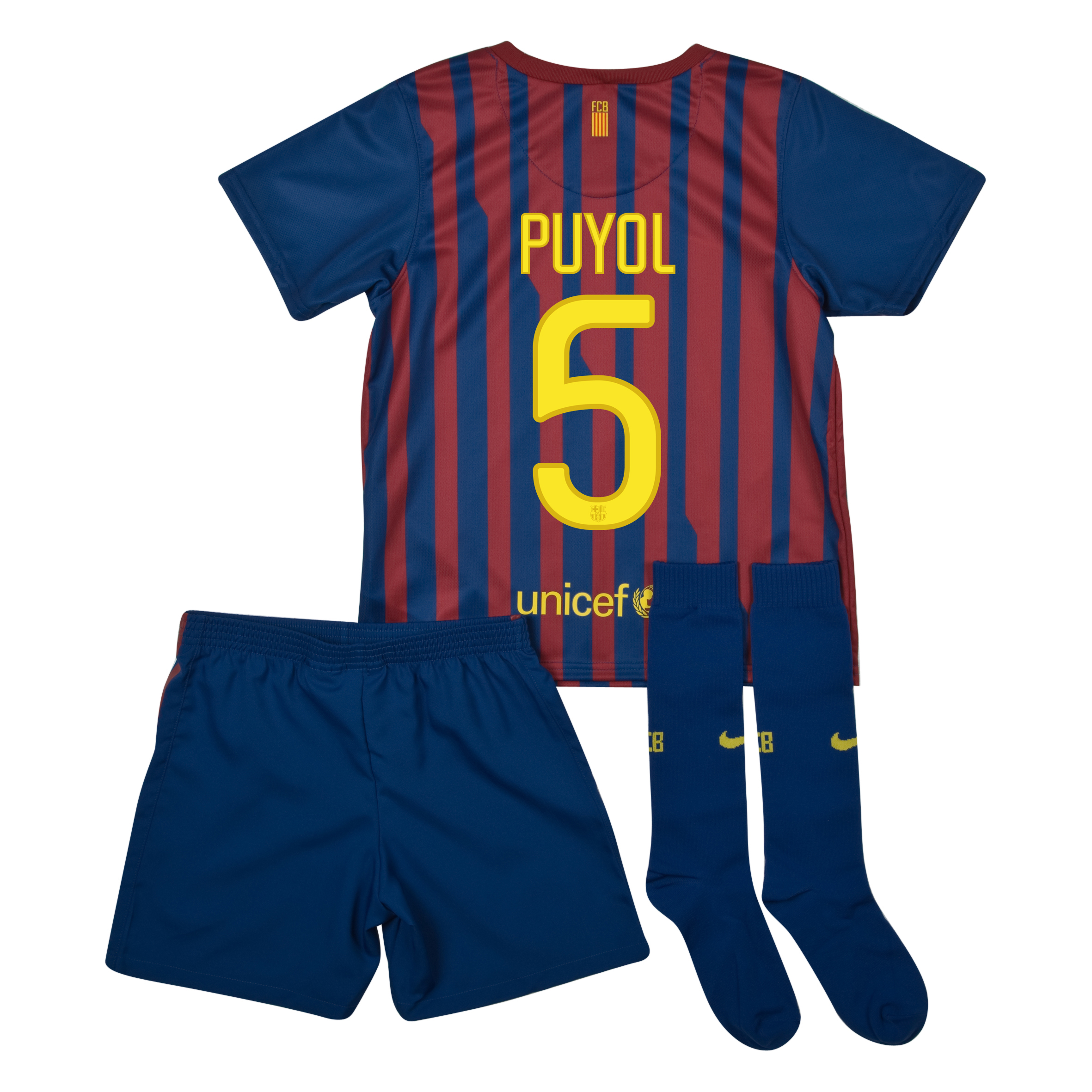 Barcelona Home Kit 2011-12 - Little Kids with Puyol 5 printing