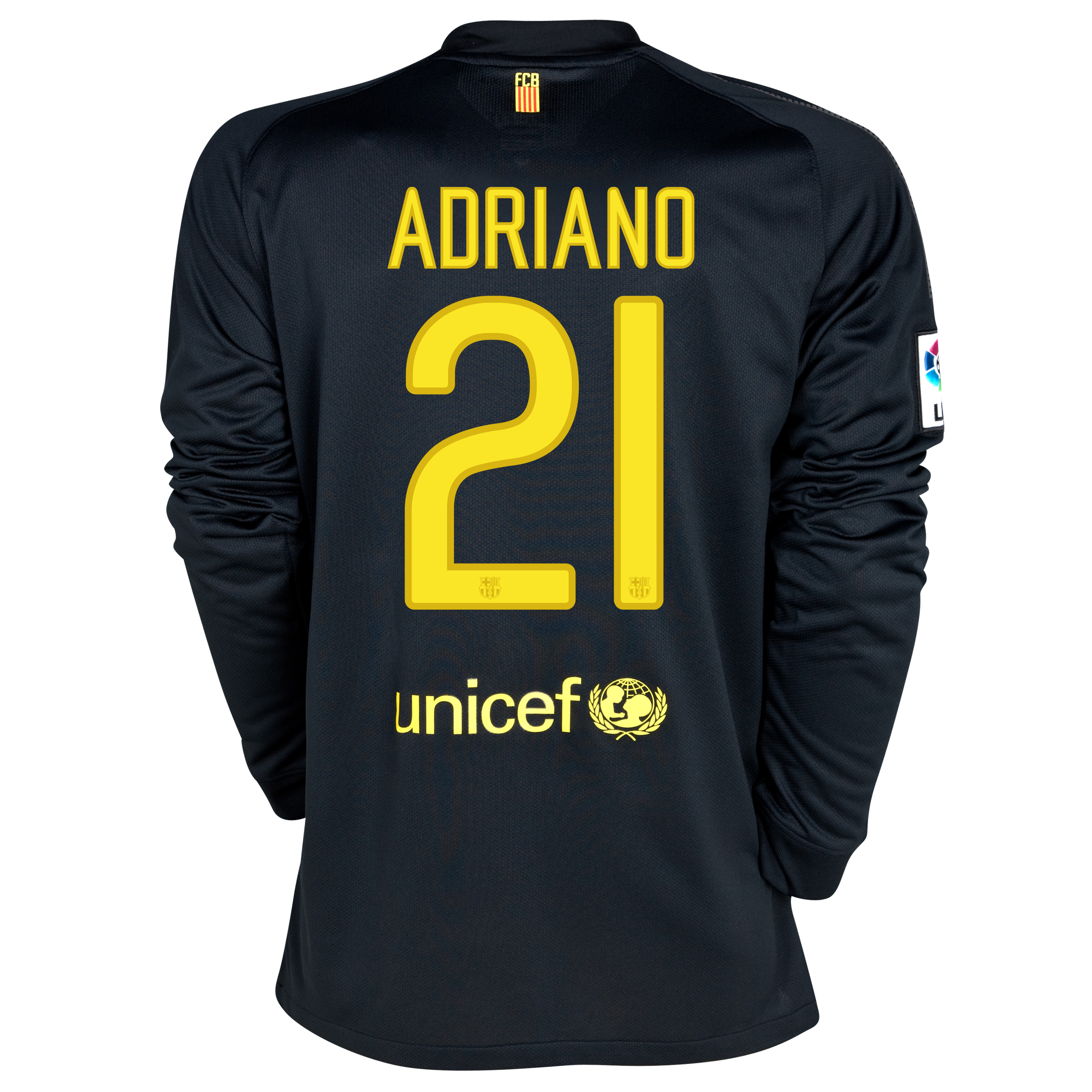 Barcelona Away Shirt 2011/12 - Long Sleeved with Adriano 21 printing.