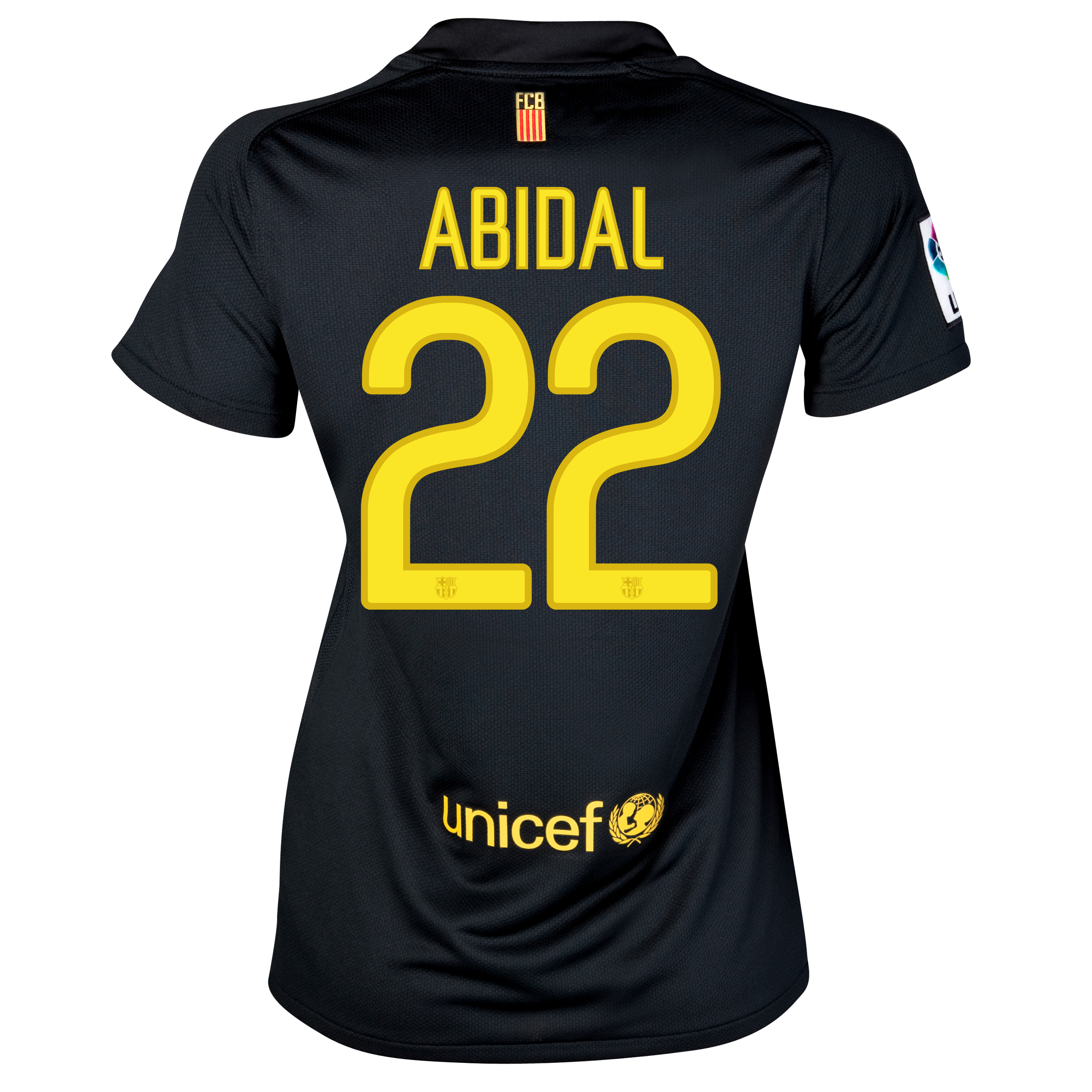 Barcelona Away Shirt 2011/12 - Womens with Abidal 22 printing.