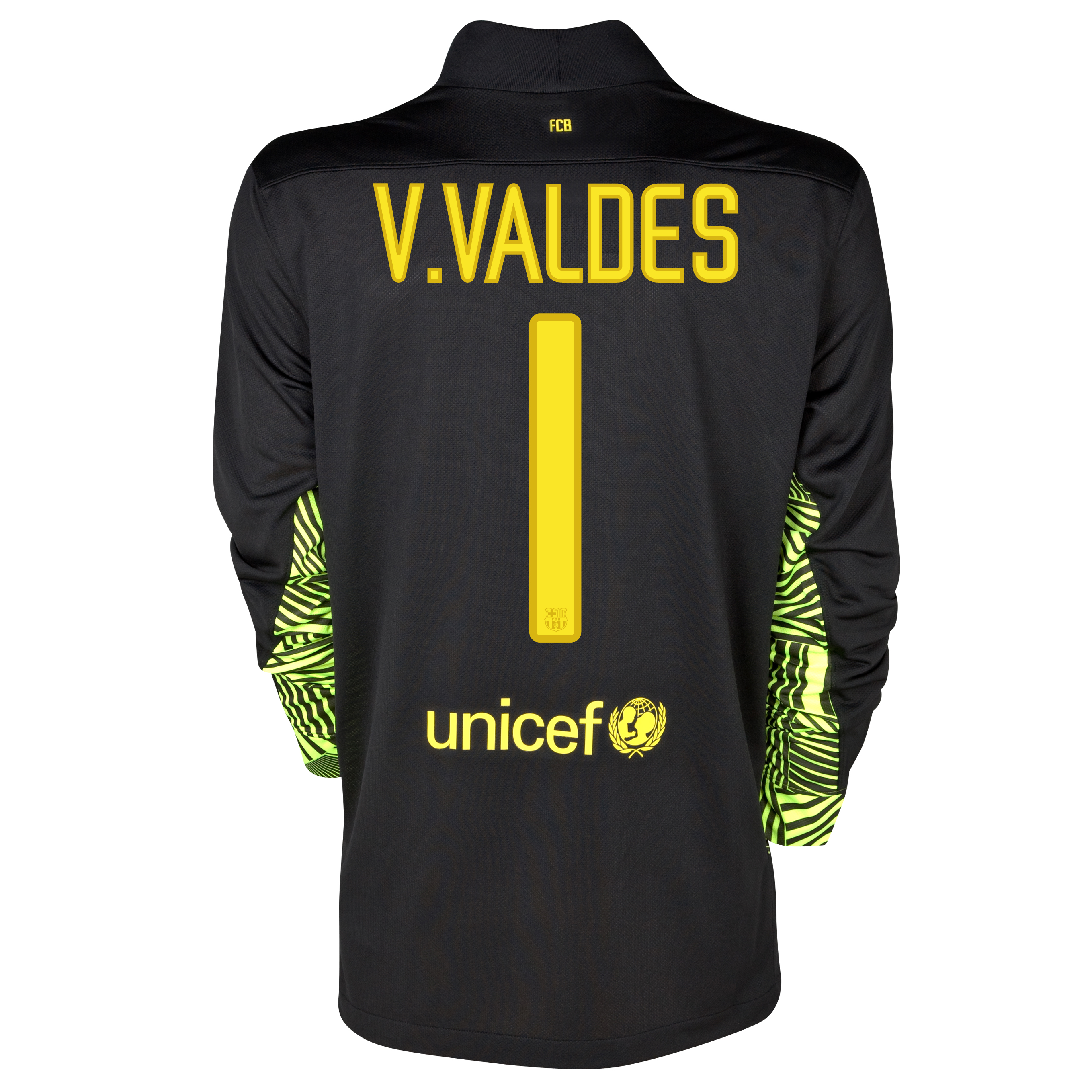 Barcelona Home Goalkeeper Shirt 2011/12 with V.Valdes 1 printing.