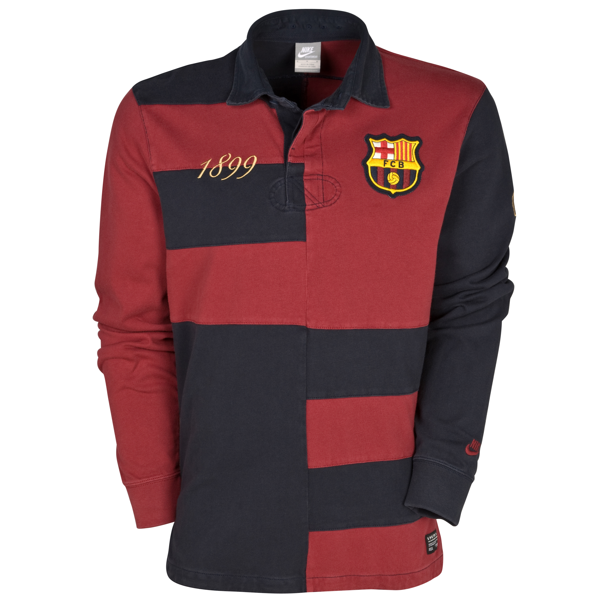 Barcelona GF 1899 Rugby Top - Dark Obsidian-Team Red