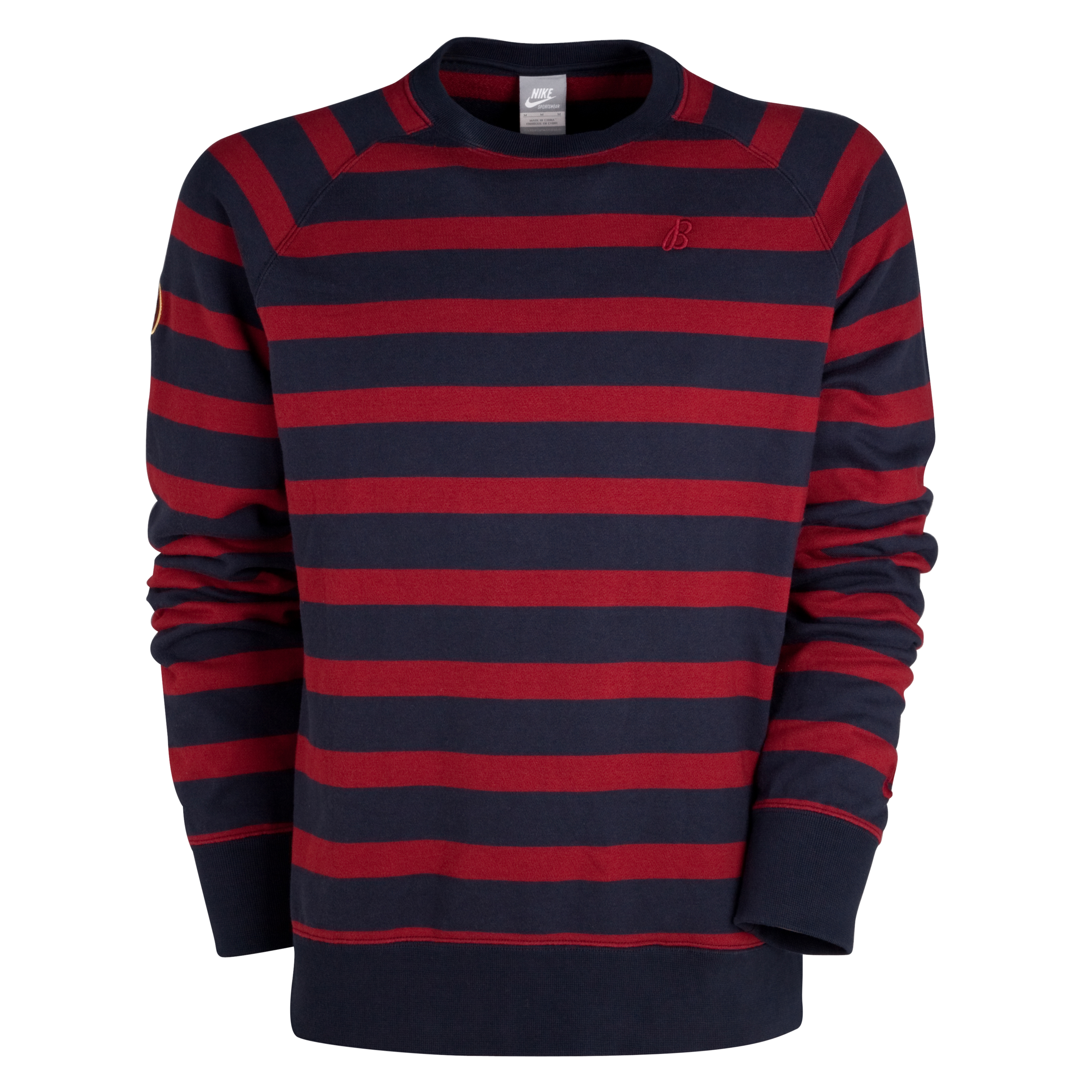 <br>Barcelona GF Stripe Crew Sweat Dark Obsidian/ Team Red