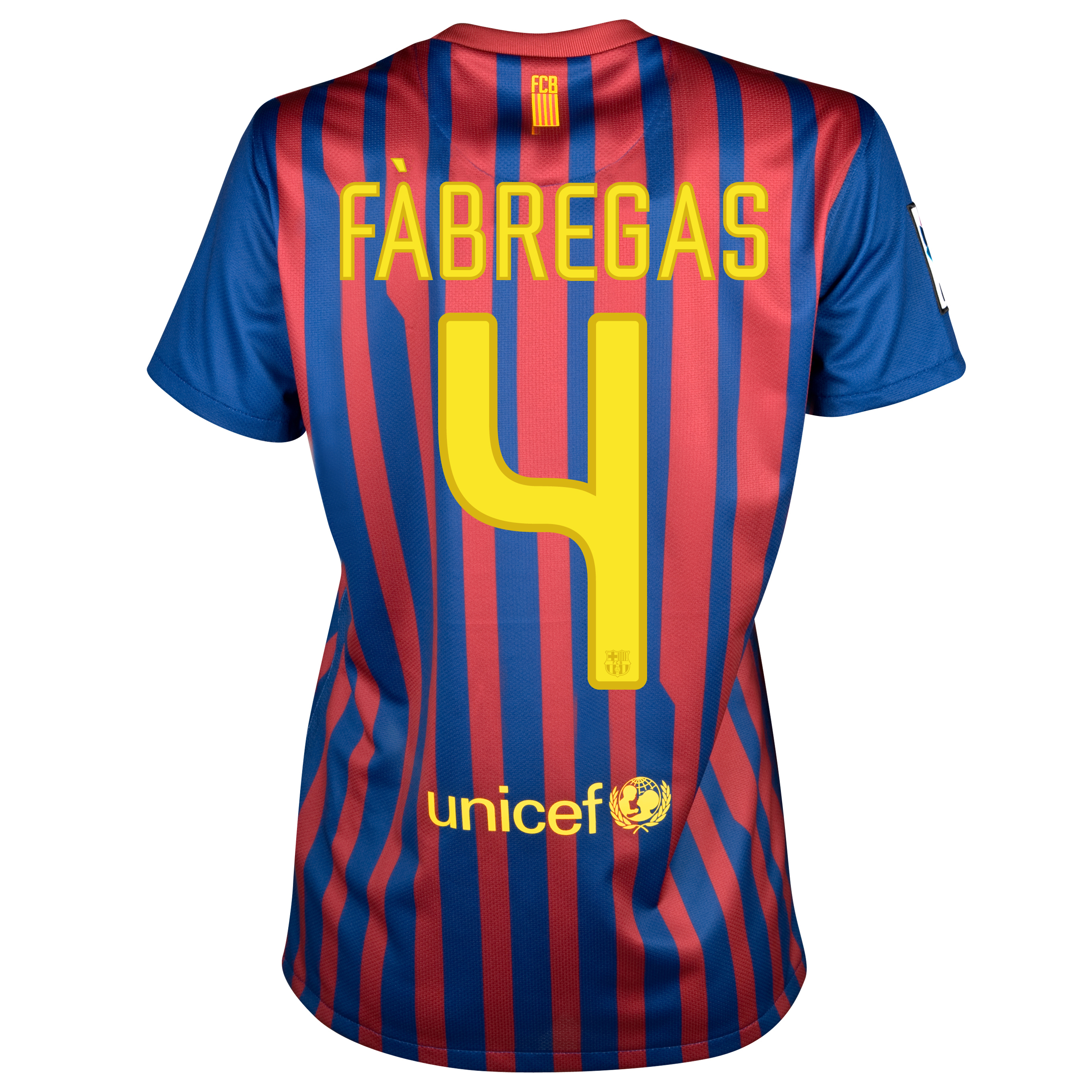 Barcelona Home Shirt 2011/12 - Womens with Fabregas 4 printing.
