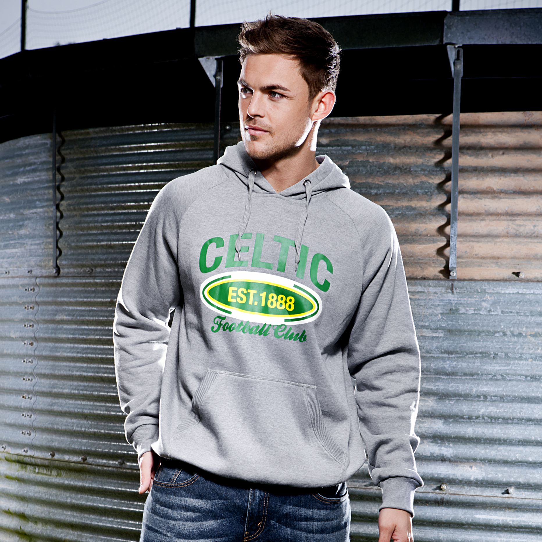 Celtic Essentials 1888 Graphic Hoody - Grey Marl - Mens