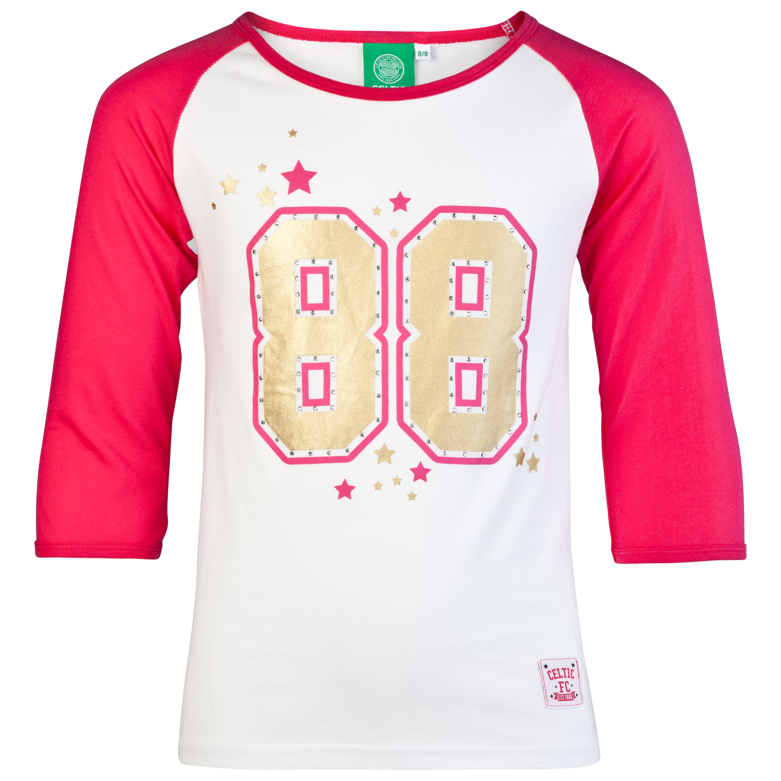 Celtic 88 Raglan 3/4 Sleeve Graphic T-Shirt - White - Girls