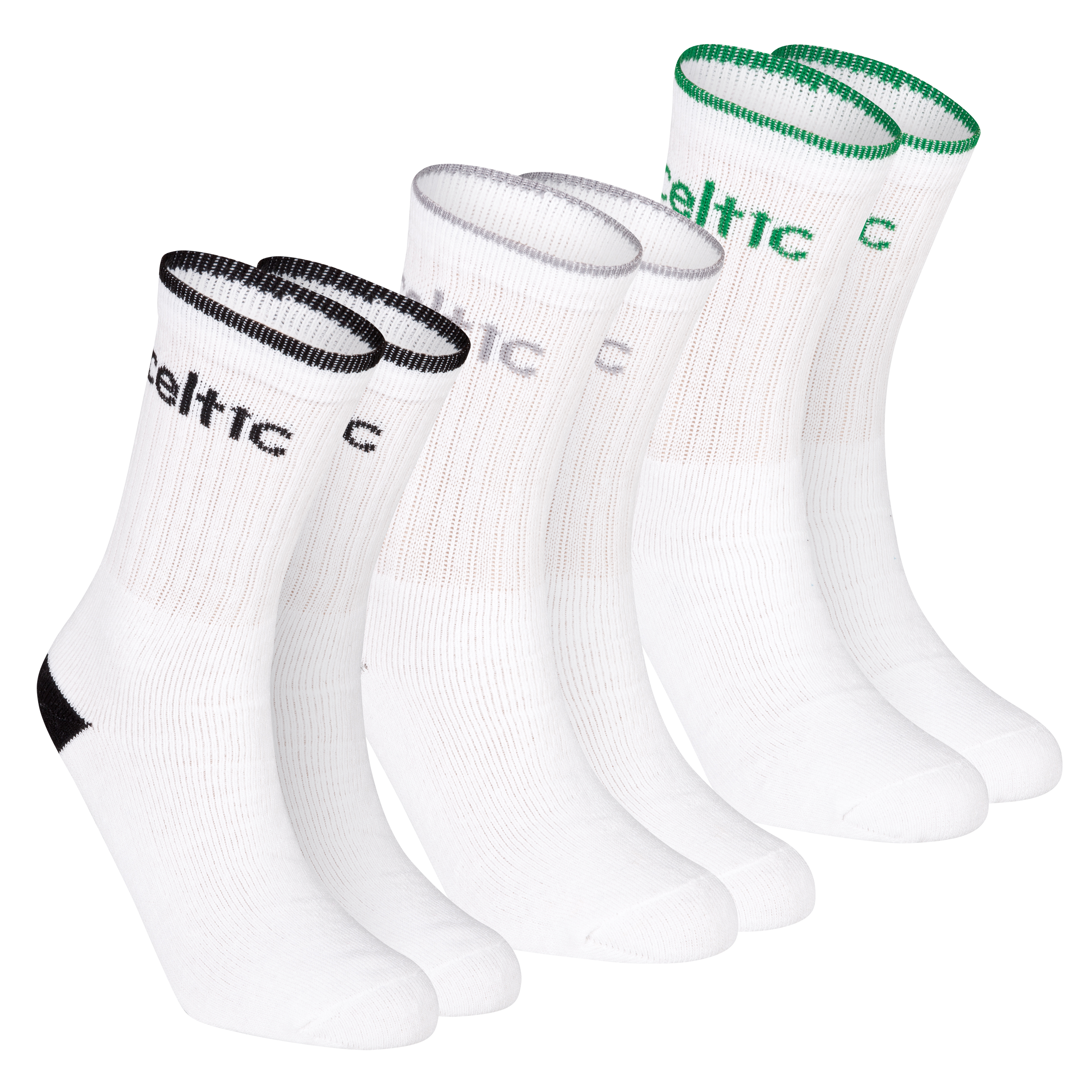 Celtic 3 Pack Sports Socks - White - Mens