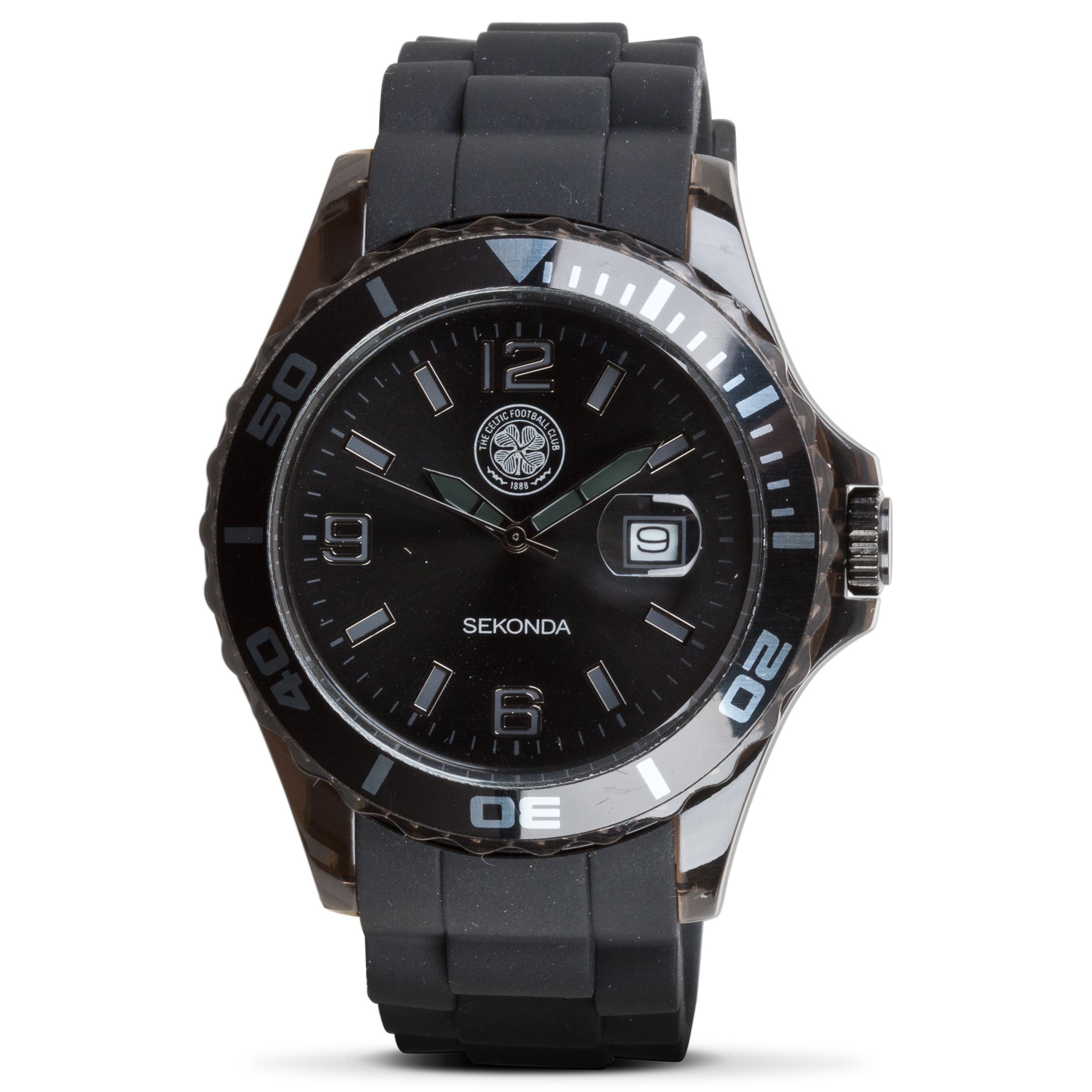 Celtic Black Face Rubber Strap Watch