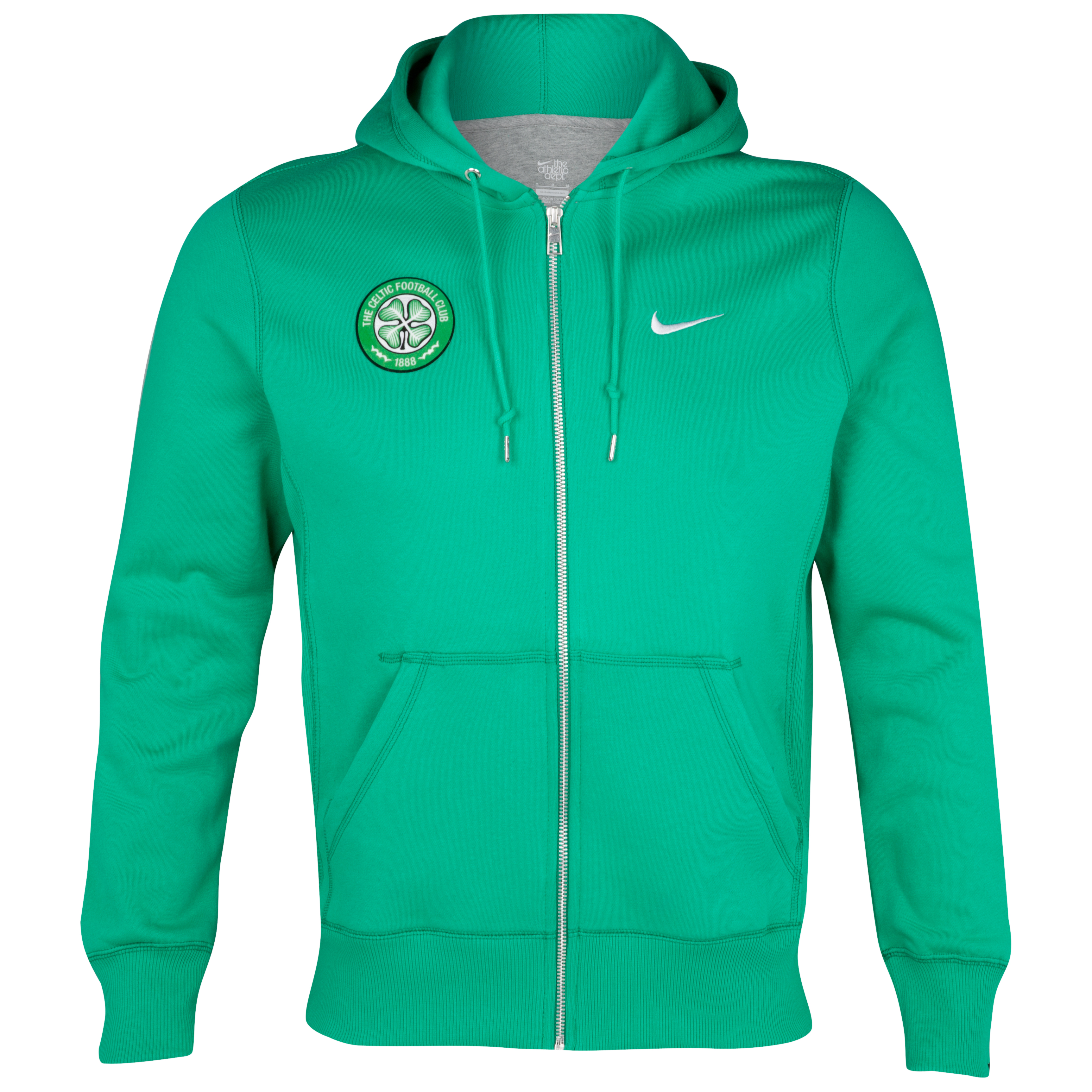 Celtic Squad Fleece Full Zip Hoody - Stadium Green/White
