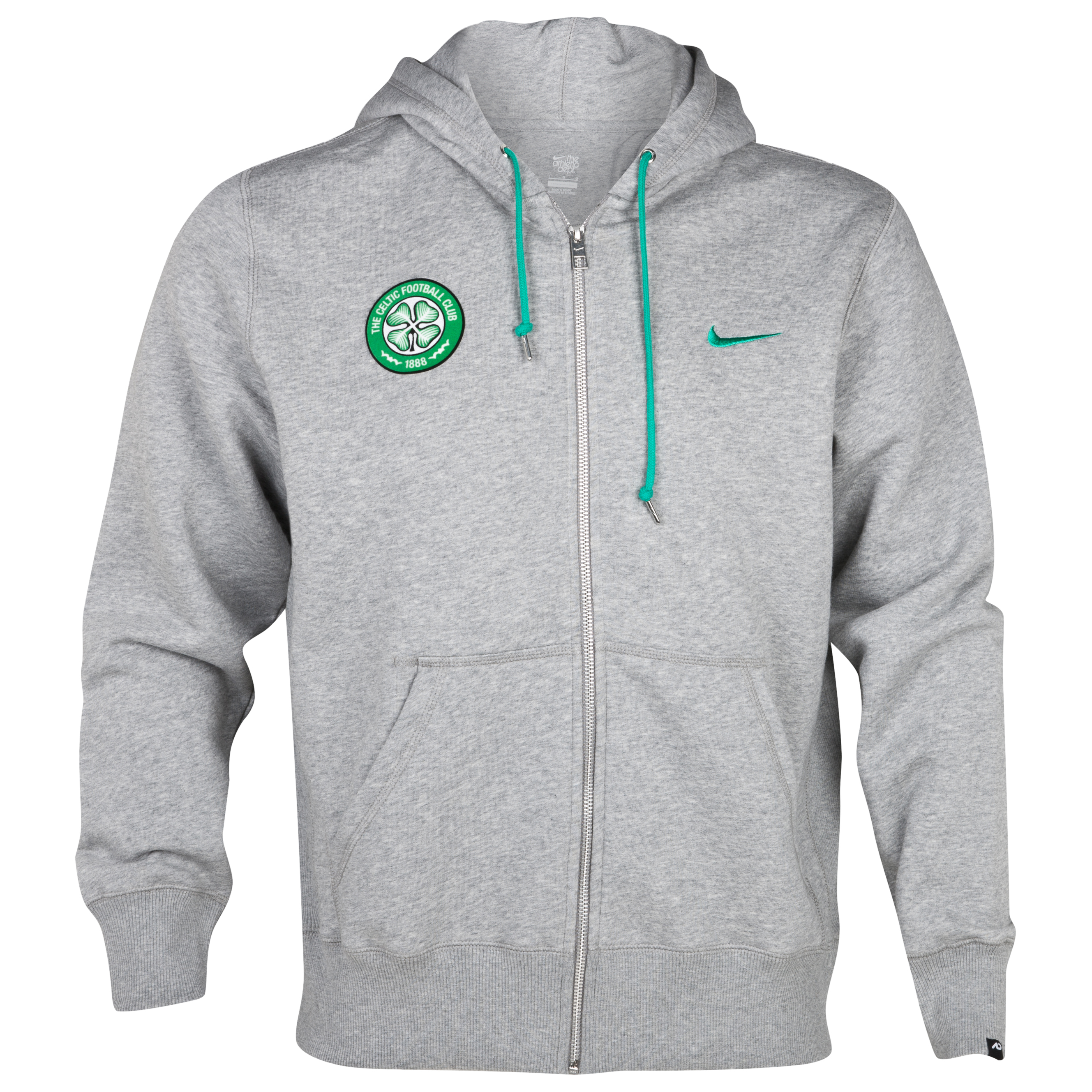 Celtic Squad Fleece Full Zip Hoody - Dark Gey/Stadium Green
