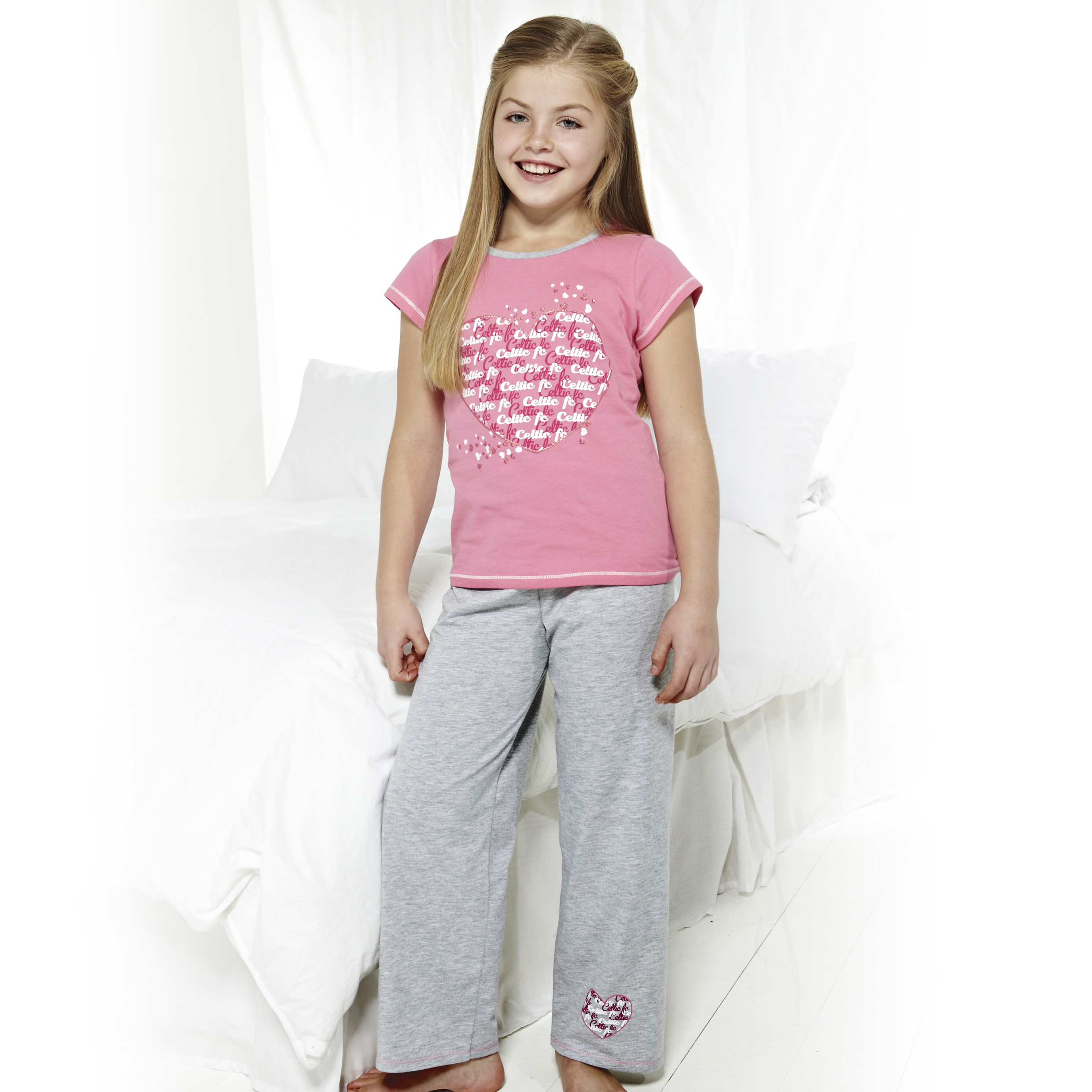 Celtic Heart Pyjamas - Pink/Grey - Older Girls