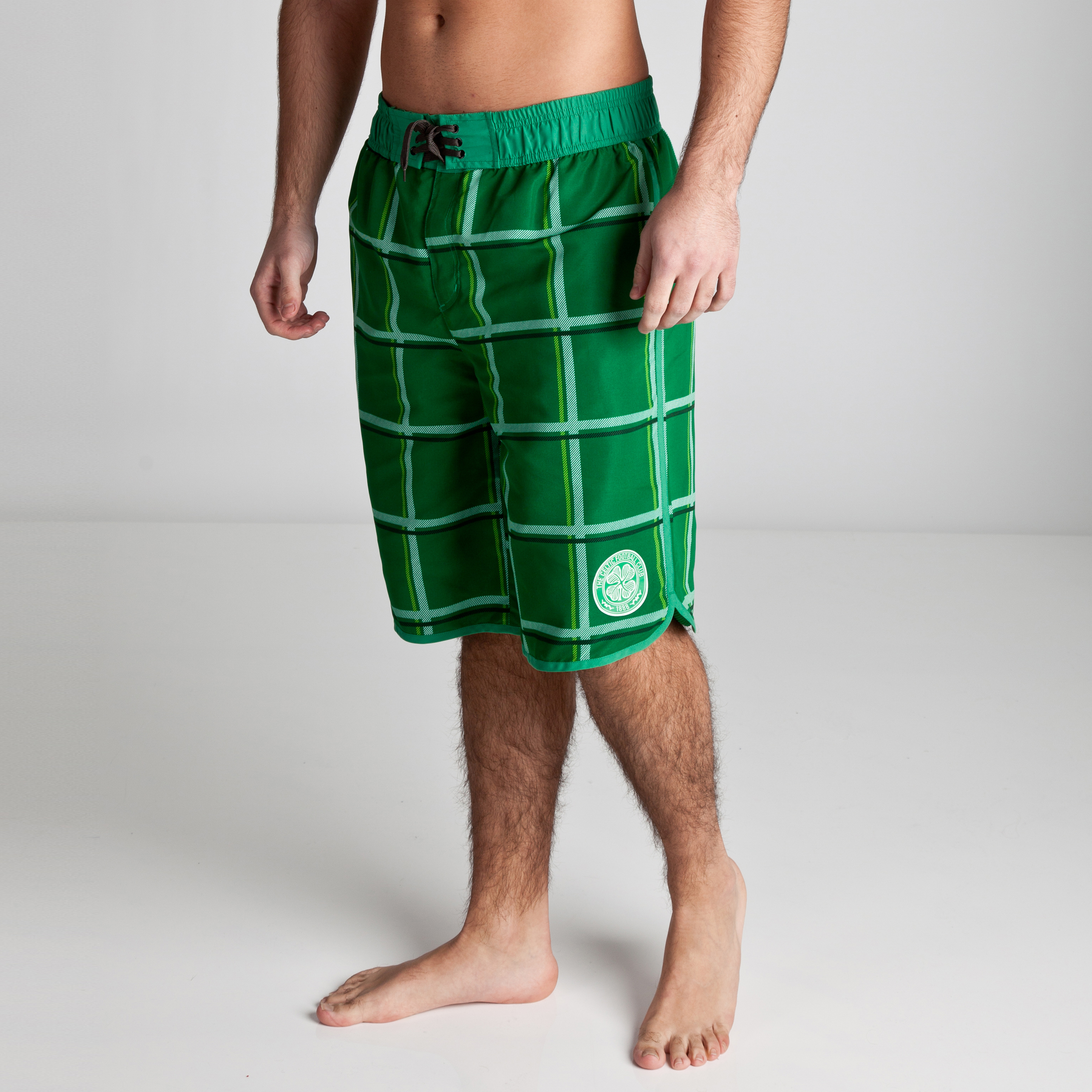 Celtic Essentials Woven Checked Board Shorts - Amazon Green