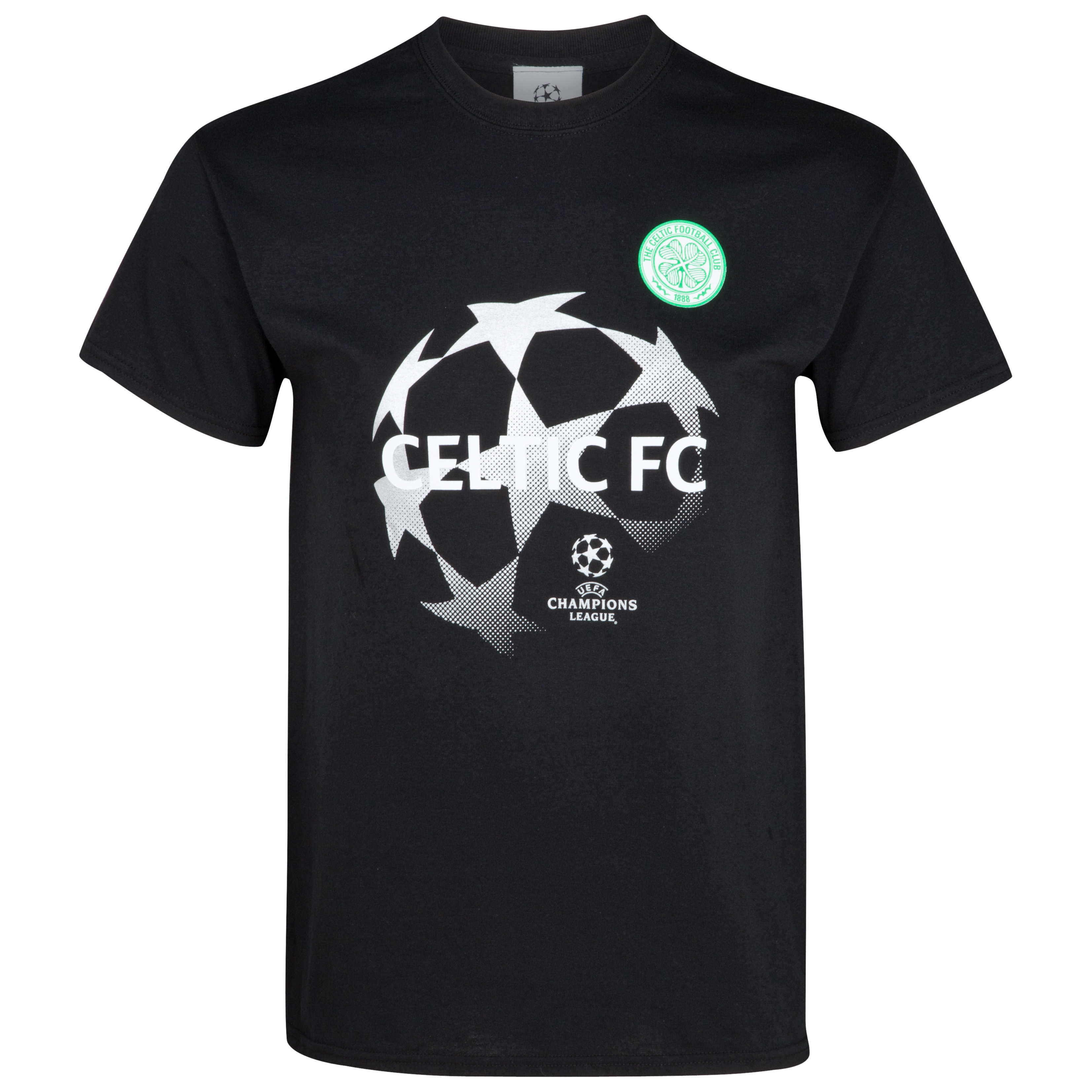 Celtic UEFA Champions League Metallic Print Starball T-Shirt  - Black - Junior