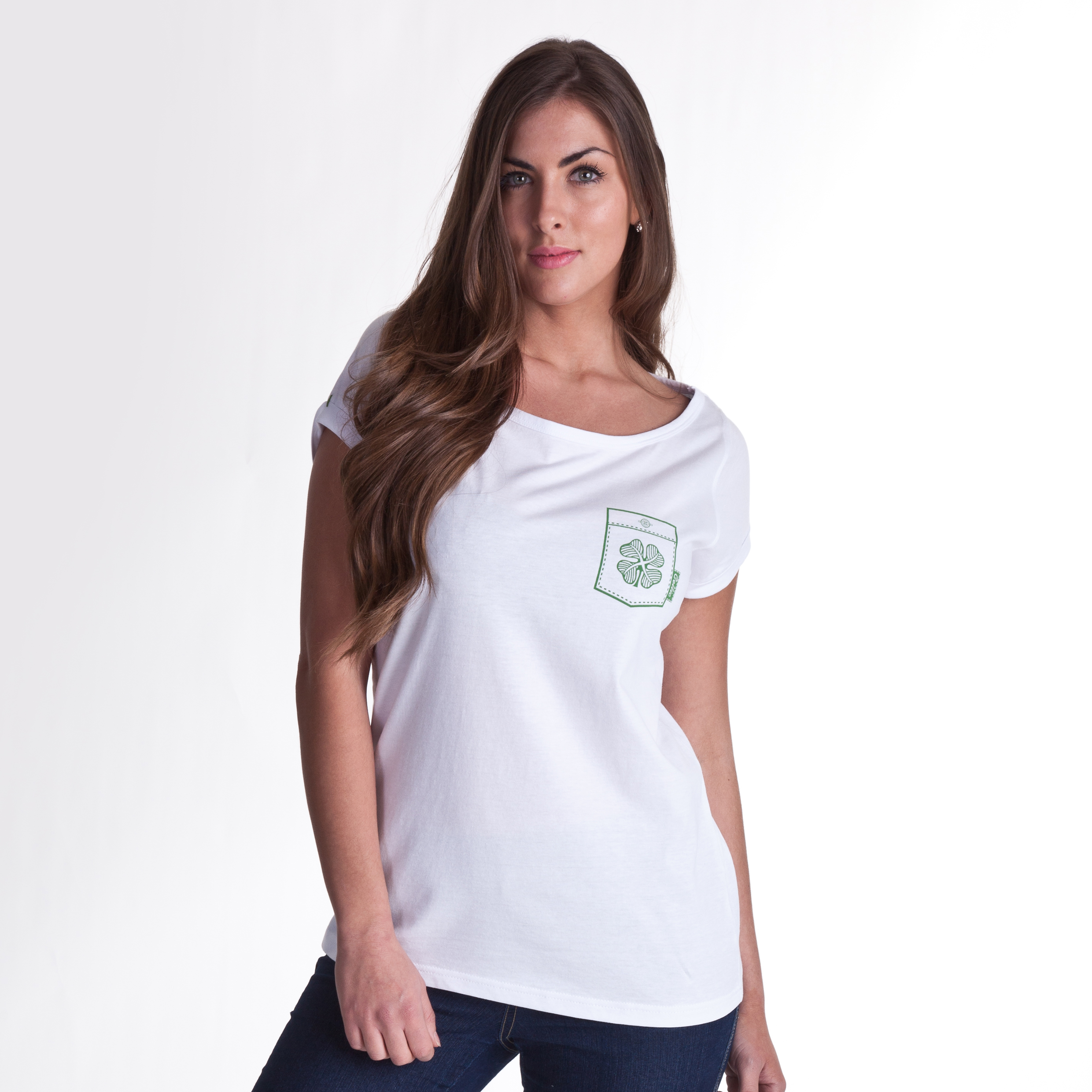 Celtic Pocket T-Shirt - White - Womens