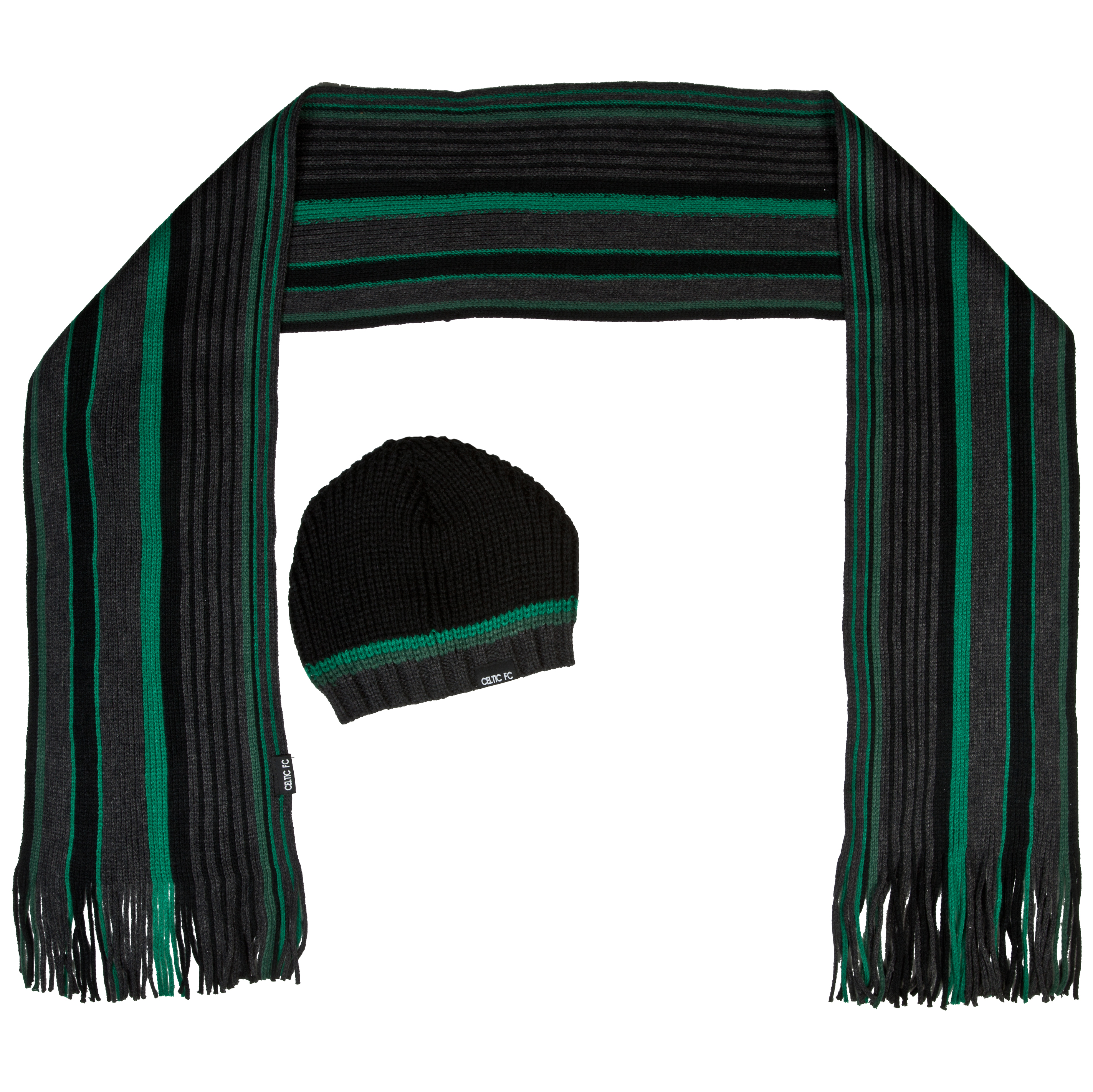 Celtic Hat and Scarf Box Set - Black/Grey - Mens
