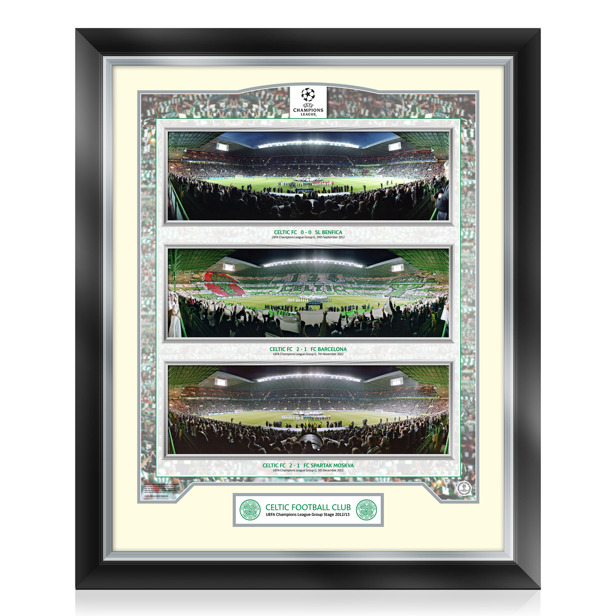 Celtic Panoramic Triple CL Group Games Prints - Framed