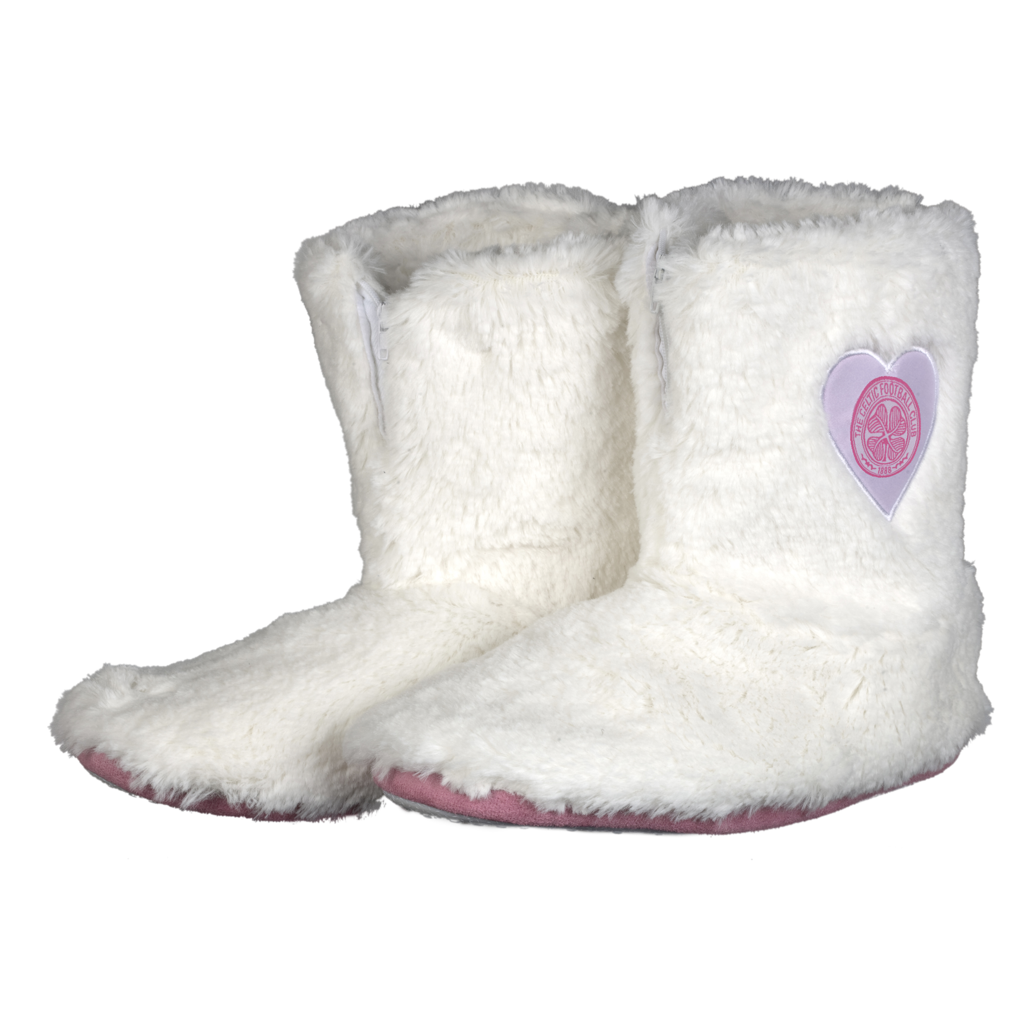 Celtic Fur Boot Slipper - White/Pink - Girls