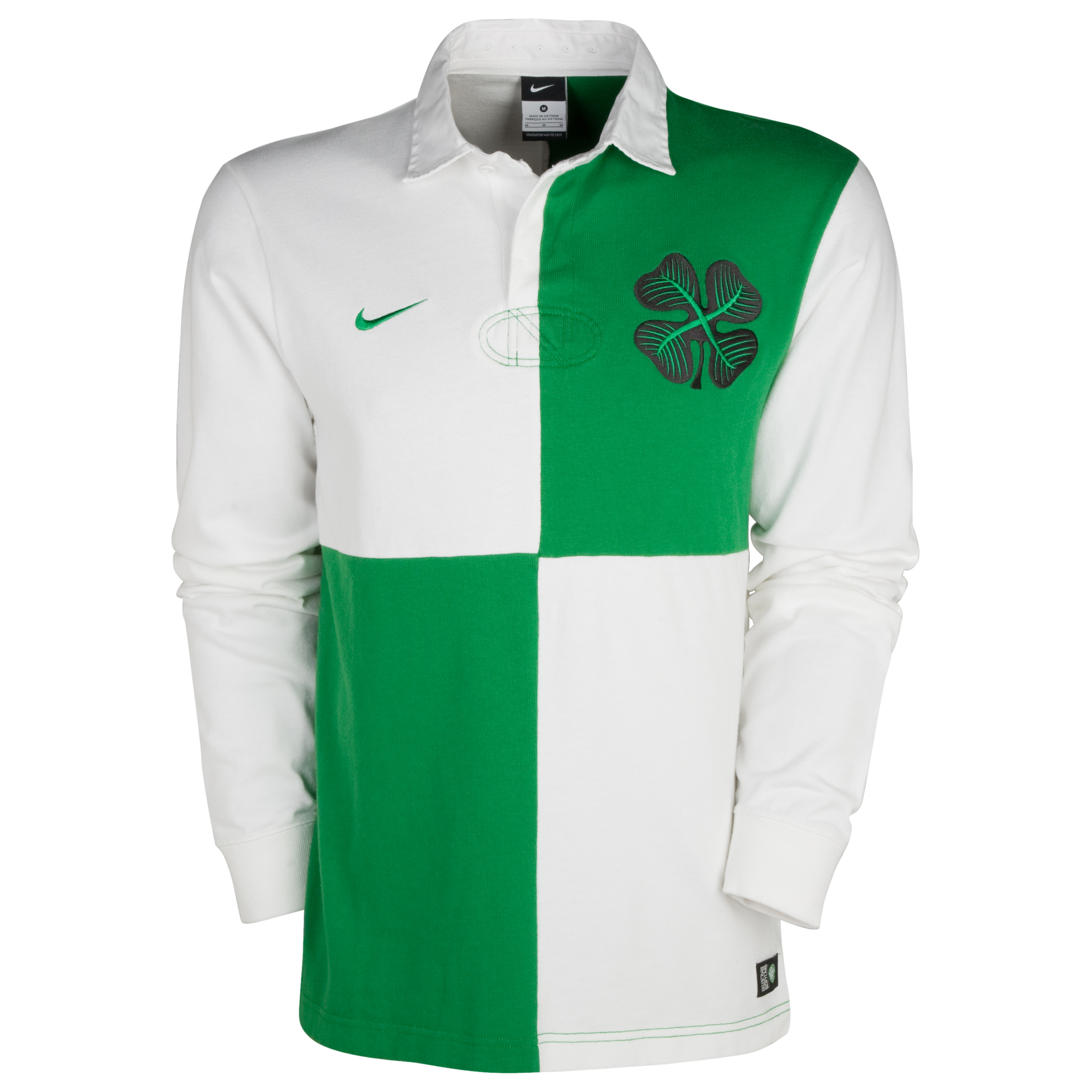 Celtic Cotton Replica Polo Shirt White~Victory Green~Black
