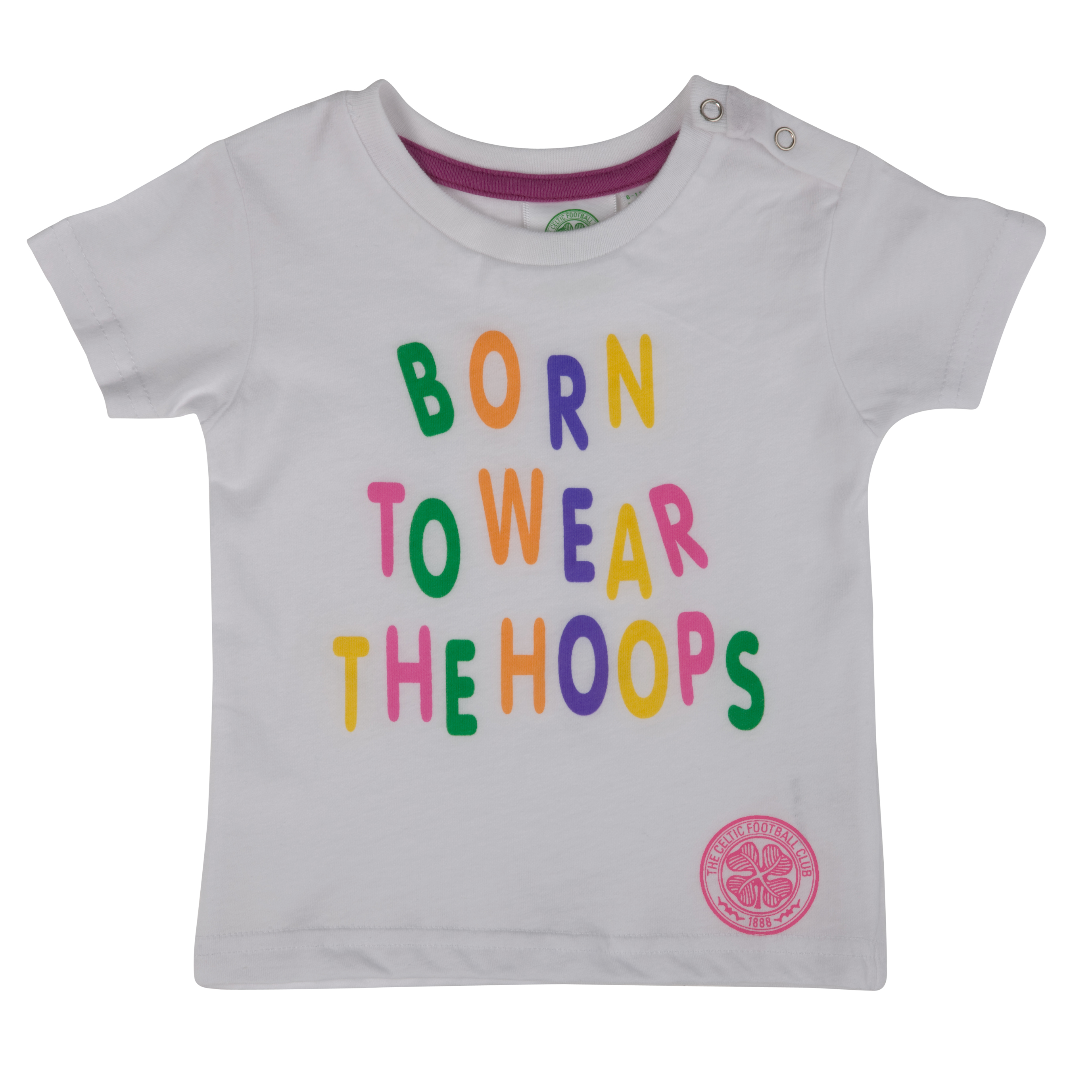 Celtic ''BORN TO WEAR THE HOOPS'' T-Shirt - White - Baby Girls