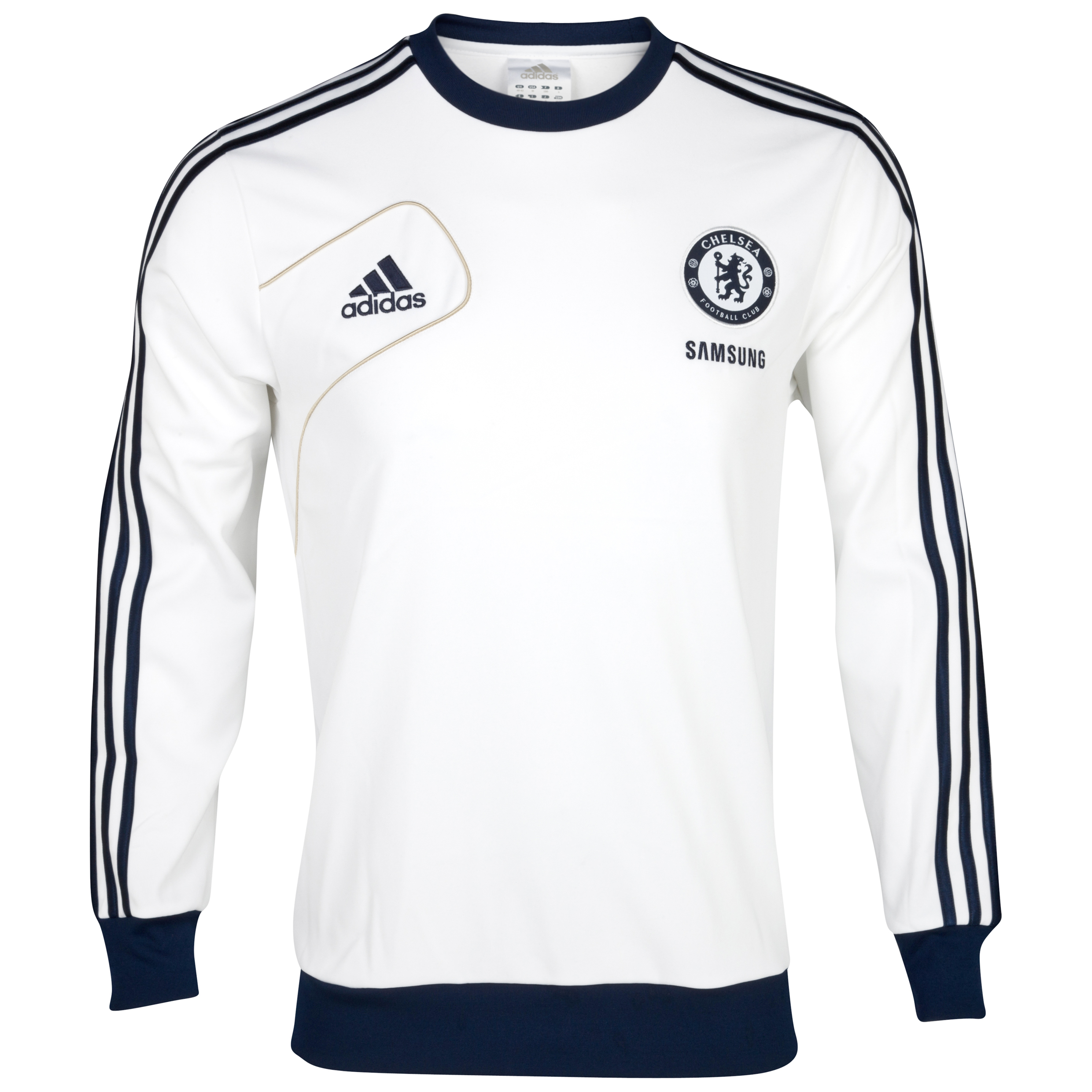 adidas Chelsea Training Sweat Top - White/Collegiate Navy/Light Football Gold